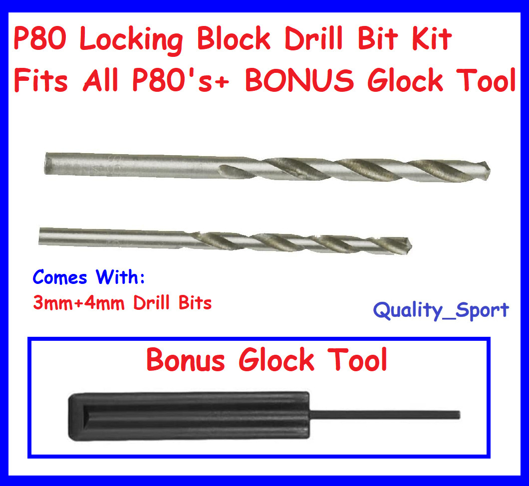 P80 Locking Block Drill Bit Kit, Fits All P80's +BONUS Glock Tool
