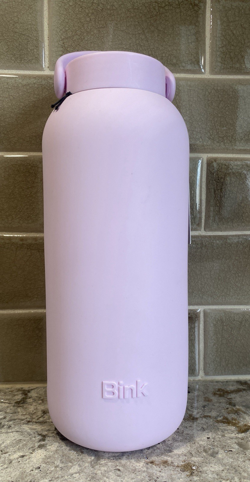 Bink 36 oz. Big Bottle Glass Water Bottle with Carry Cap OYSTER Pale Petal Pink