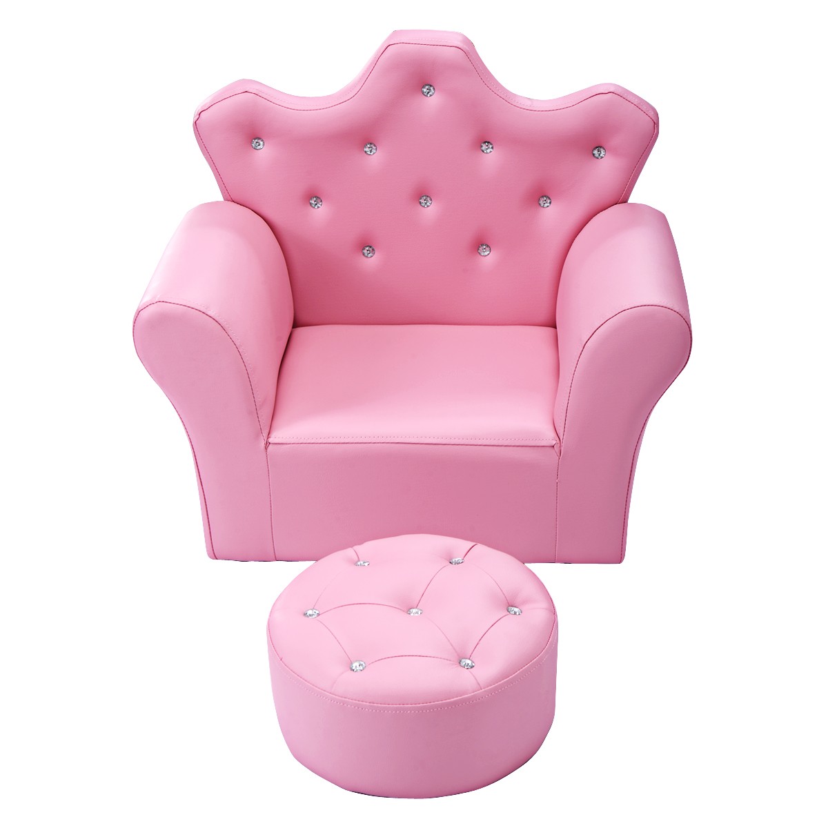 Pink Kids Sofa Armrest Chair Couch w/Ottoman for Children Toddler Christmas Gift