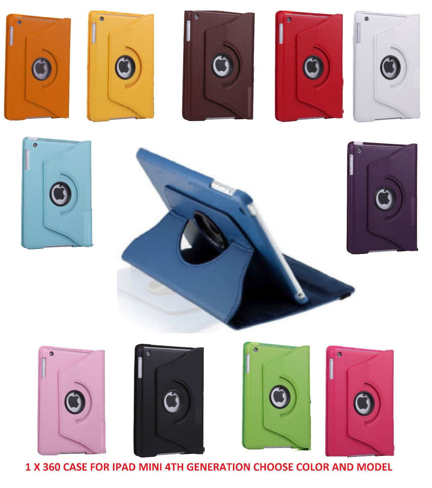 360 Rotating Smart Leather Case Cover with stand for Ipad Mini 4 4th Gen 7.9"