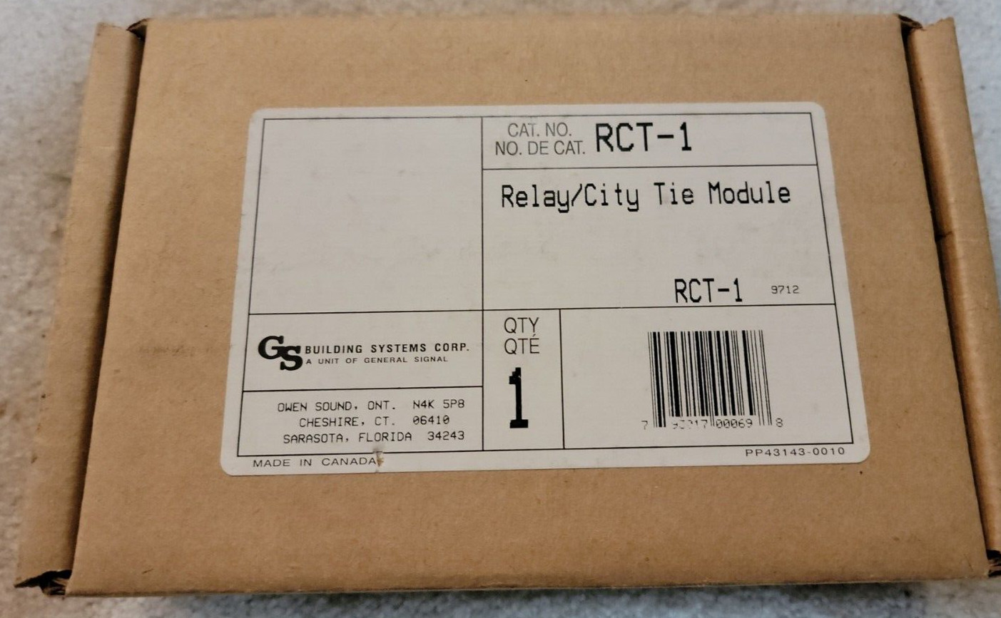 GS Building Systems Honeywell Edwards EST-RCT Relay/City Tie Module - NOS