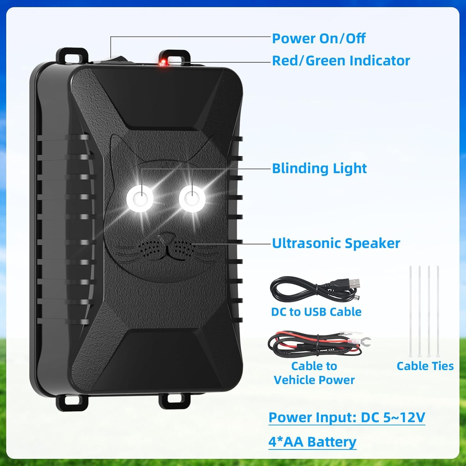 4PK Ultrasonic Mouse Repellent - Car/Indoor, Strobe Light, Battery Power
