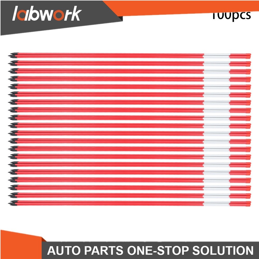 Labwork 100Pcs Reflective Marker Driveway Marker Snow Stake 48In 5/16" Diameter