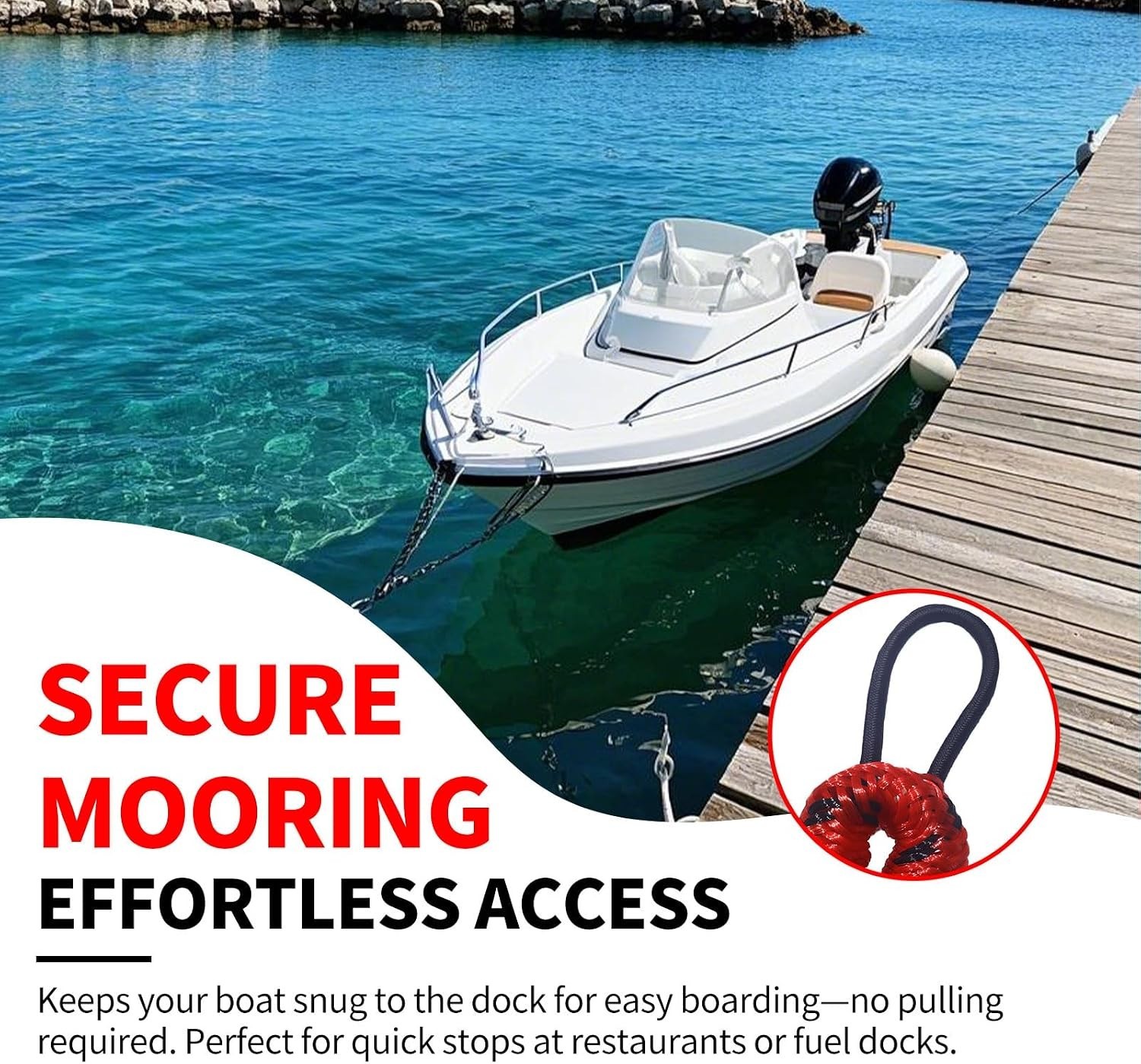 Bungee Dock Lines for Boats with Loops, Boat Tie Downs for Docking, Adjustabl...