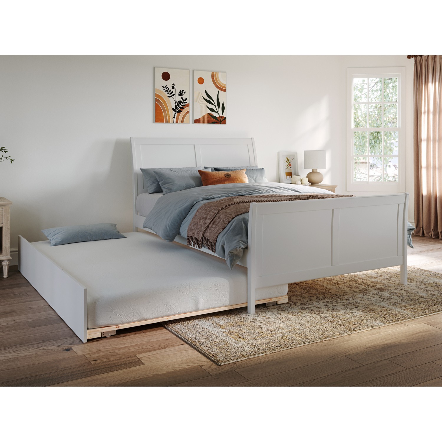 AFI Portland Full Platform Bed with Matching Footboard and Turbo Charger with Fu