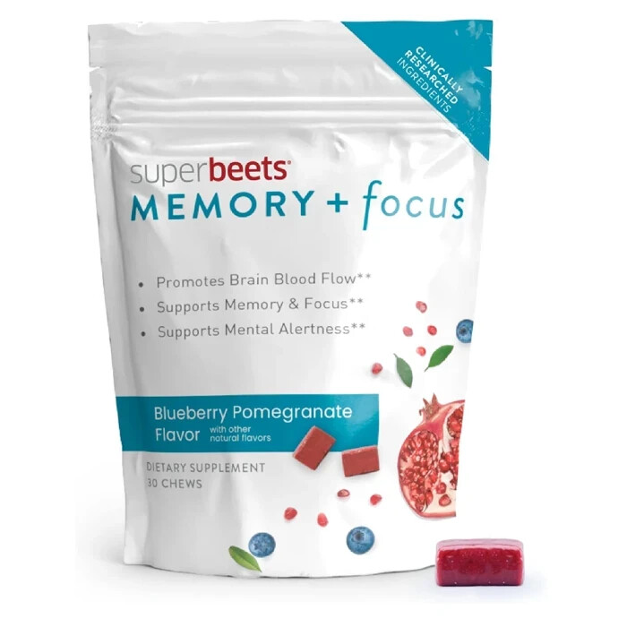 HumanN SuperBeets Memory & Focus Chews Blueberry Pomegranate,30 Count EX 06/25