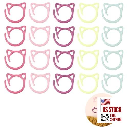 20PCS Cat Stitch Markers for Crocheting, Crochet Stitch Markers, Metal