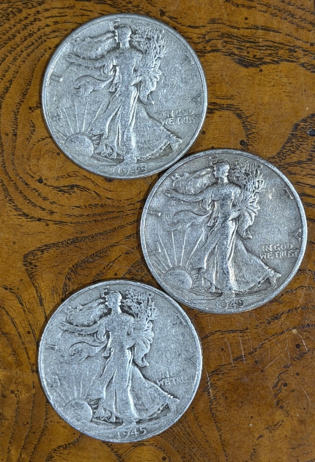 1945 P D S Walking Liberty Silver Half Dollar / 90% Silver