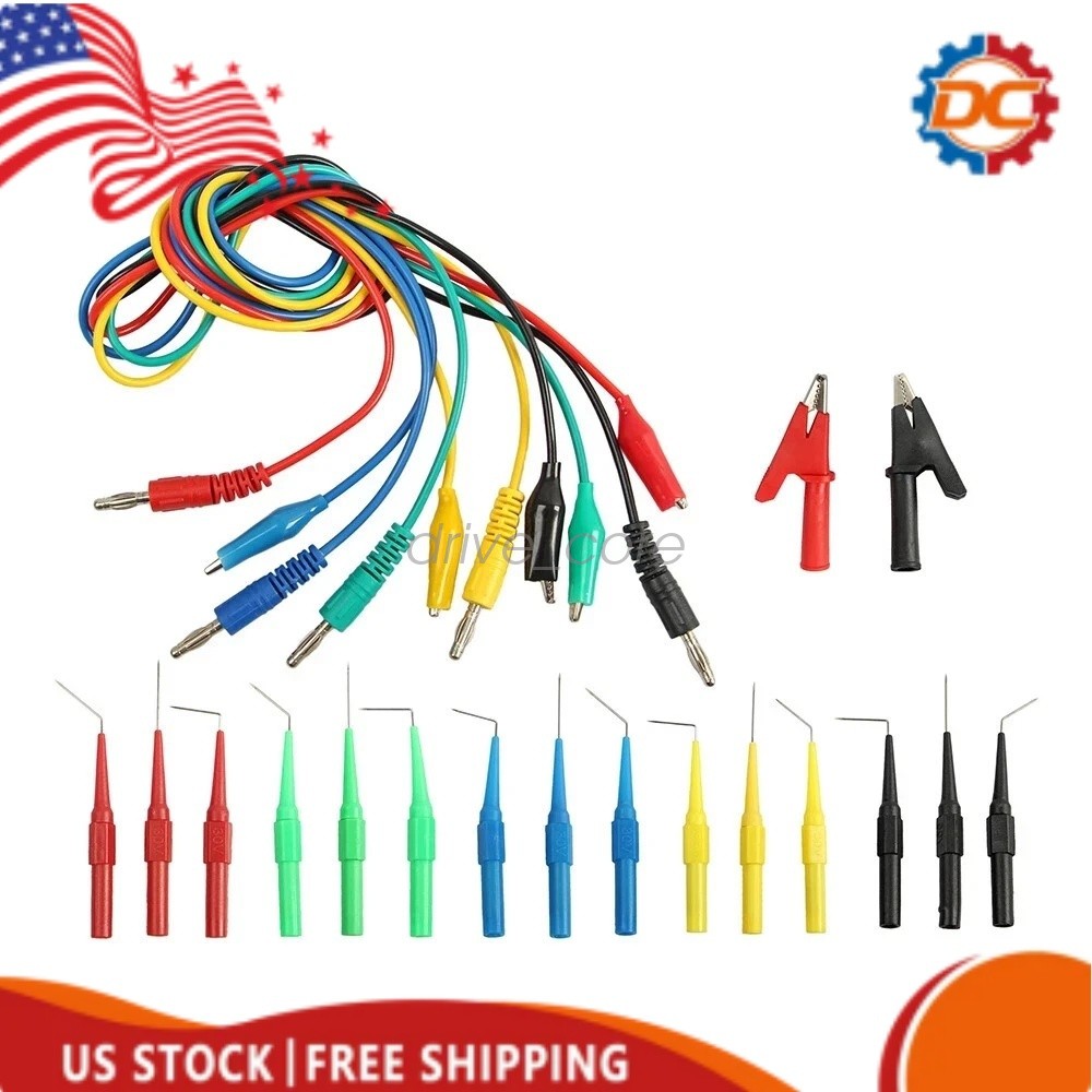 22Pcs Automotive Back Probe Kit Multimeter Test Leads Alligator Clips Wire Tool