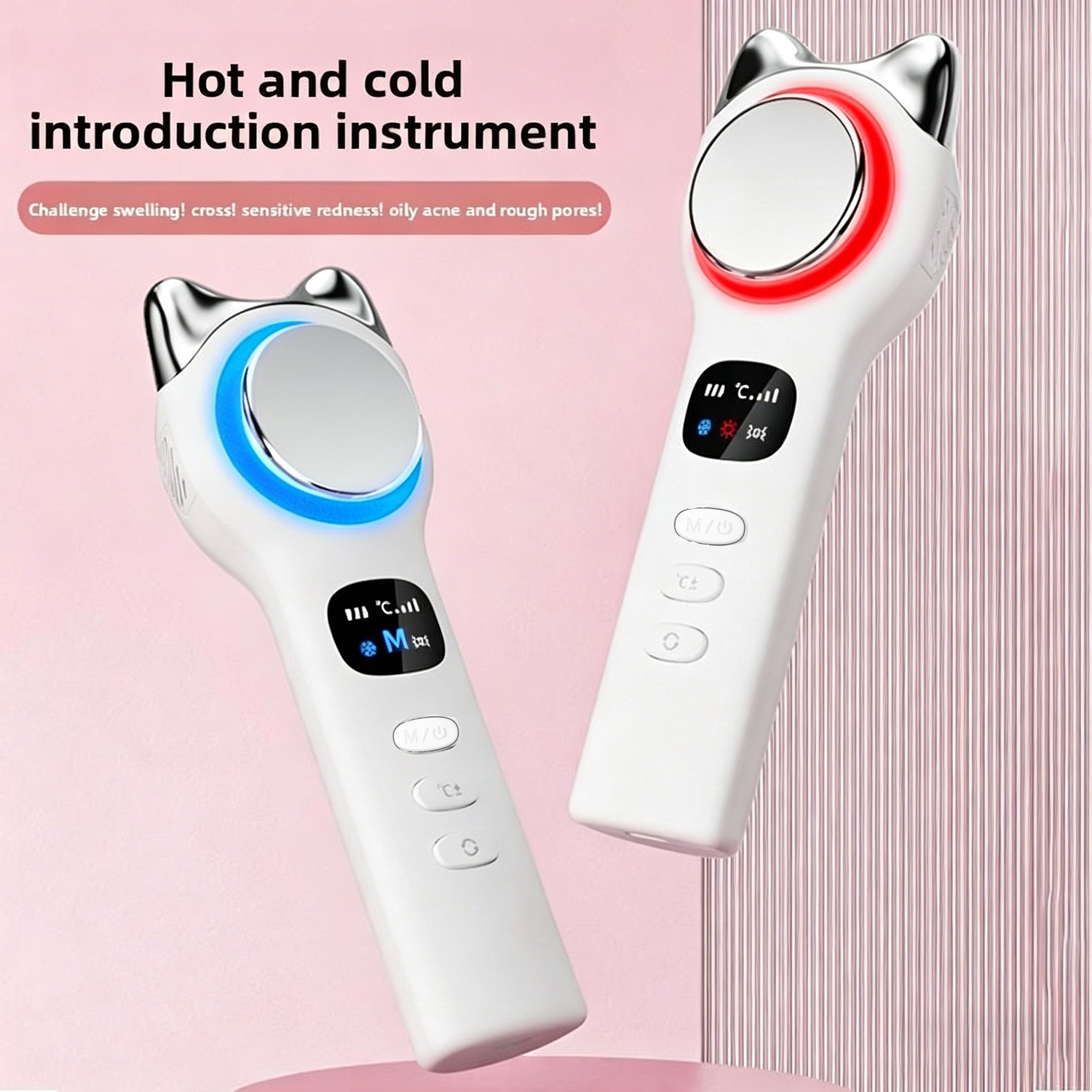 Hot Cold Facial Massager with Red Blue Light Therapy - Skin Care Beauty Device