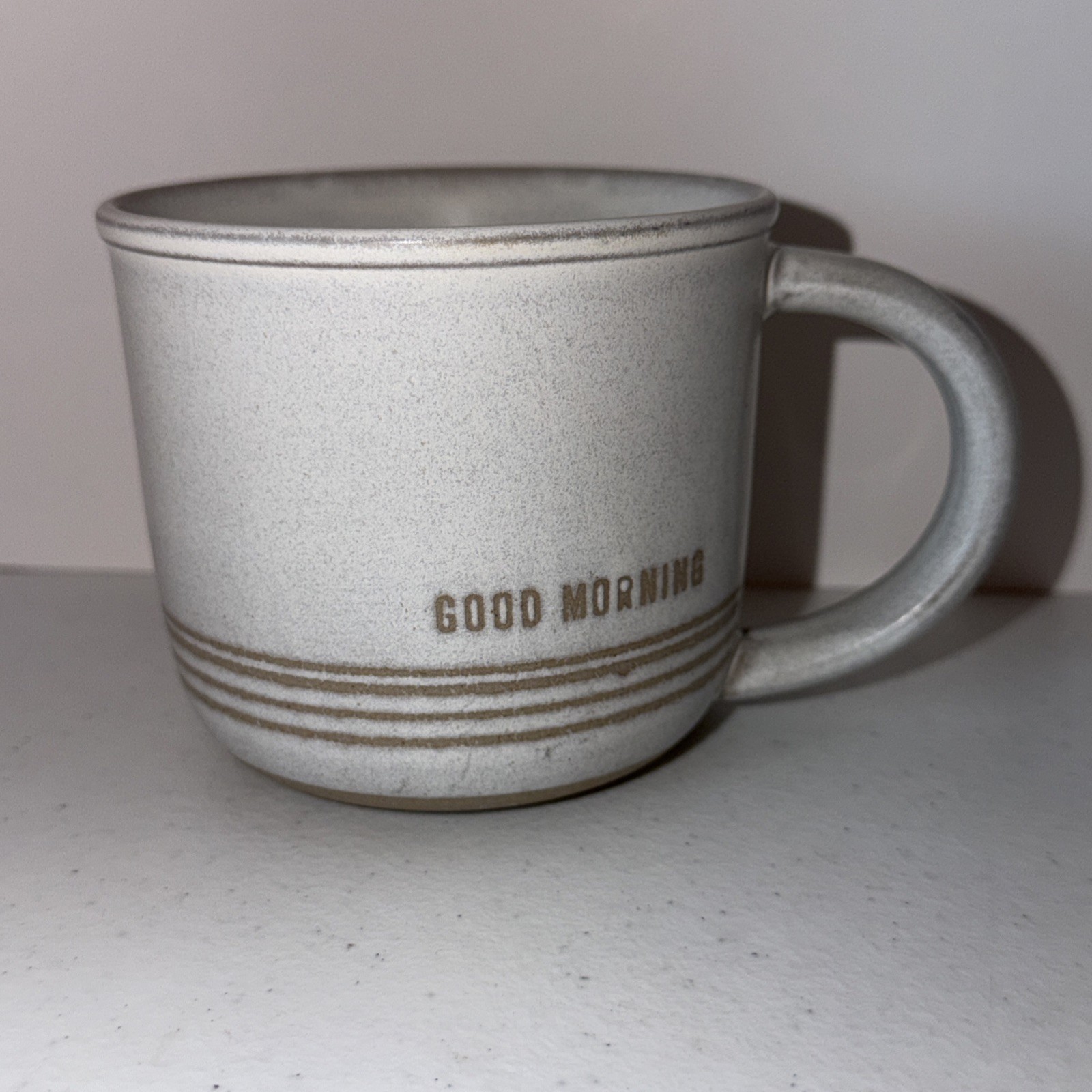 Hearth & Hand Good Morning Coffee Mug/Cup White Tan Stoneware Magnolia