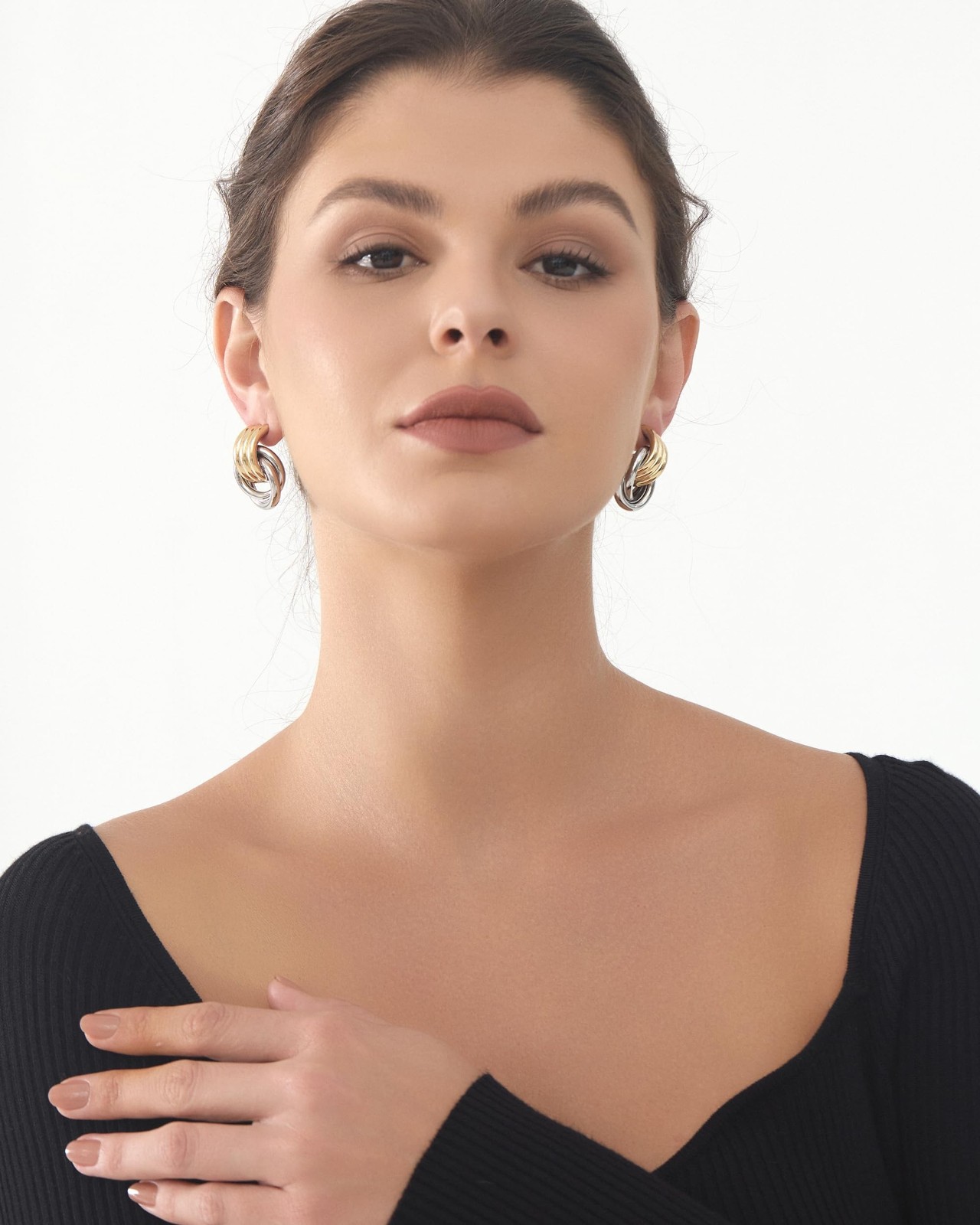 Chunky Earrings Knot Link Statement Geometric Drop Dangle Earrings for Women_...