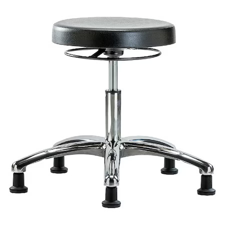 Zoro Select Br-Clr-Pdhso-Cr-Rg Poly Desk Stool, Chrome, Glides, Class 10,