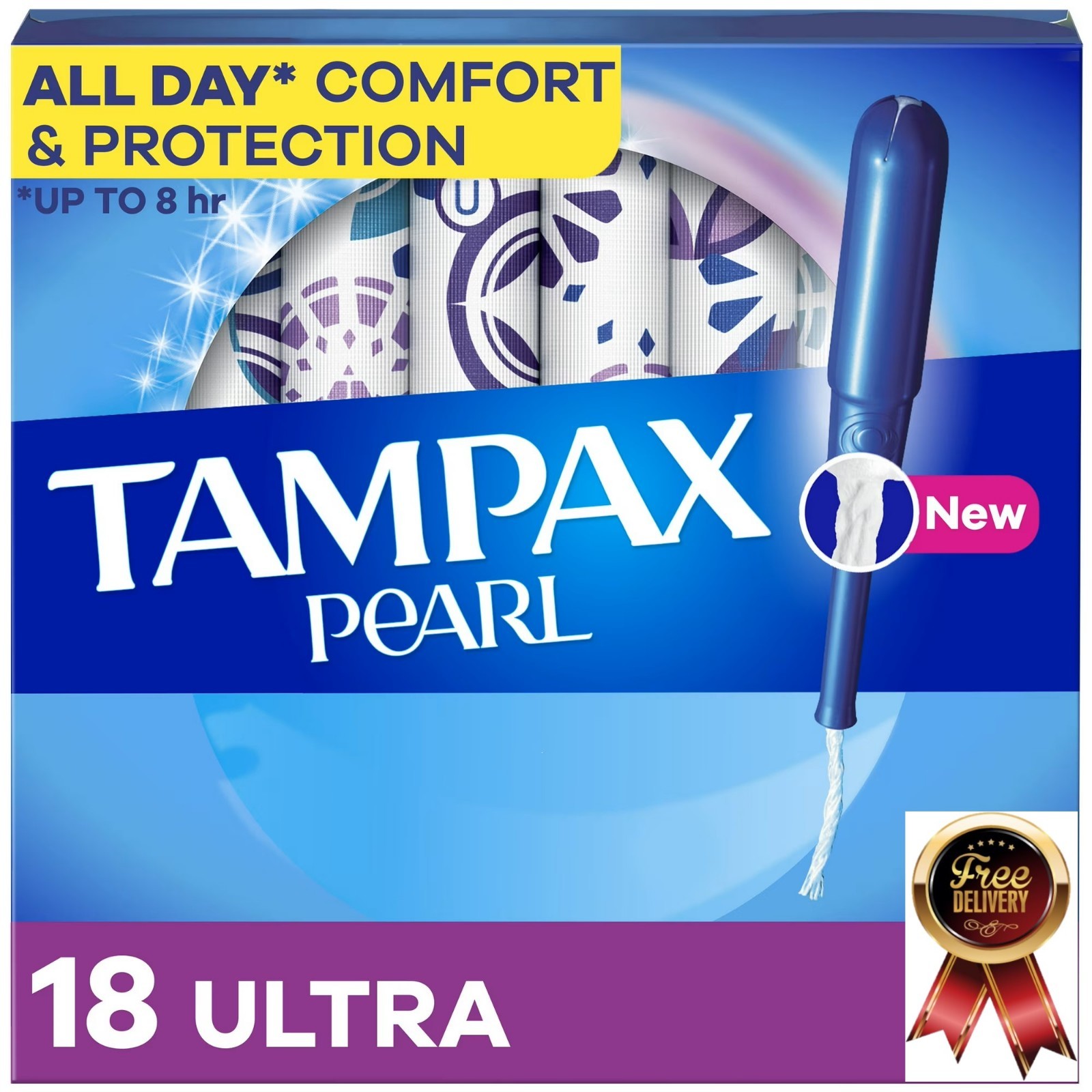 Tampax Pearl Tampons Ultra Absorbency, Unscented, 18 Count