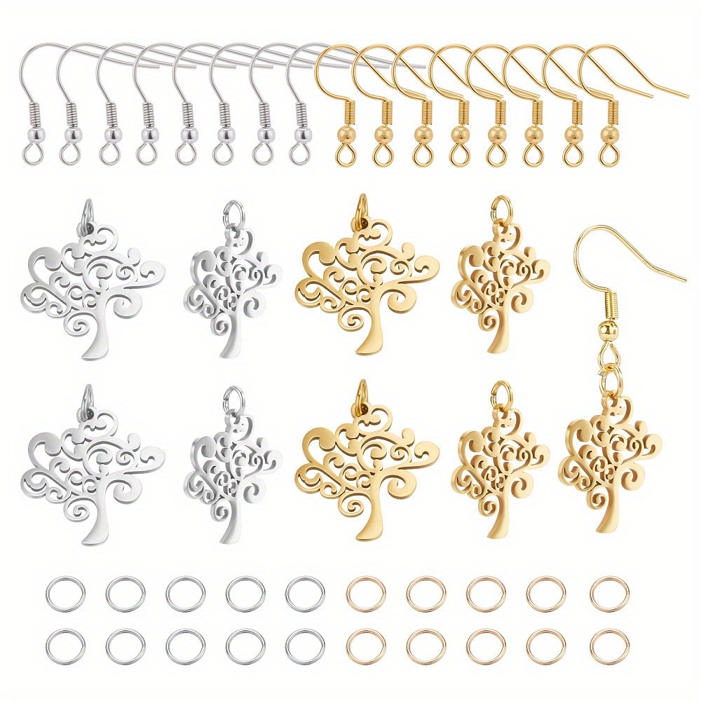 1box 12pcs 20.5 mm Charm 2 colors Tree of Life Themed Earrings Making Kits 20pcs