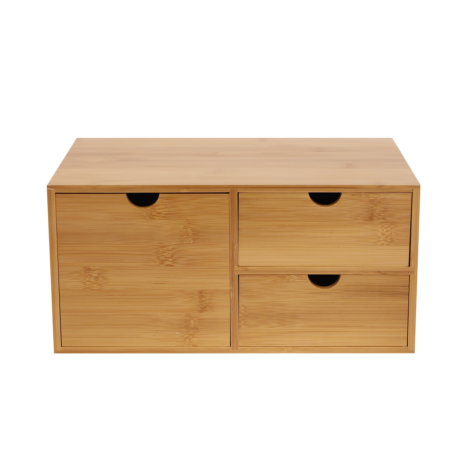 Desk Organizer Drawers Office Desktop Storage Bamboo Box Storage Recess Handle