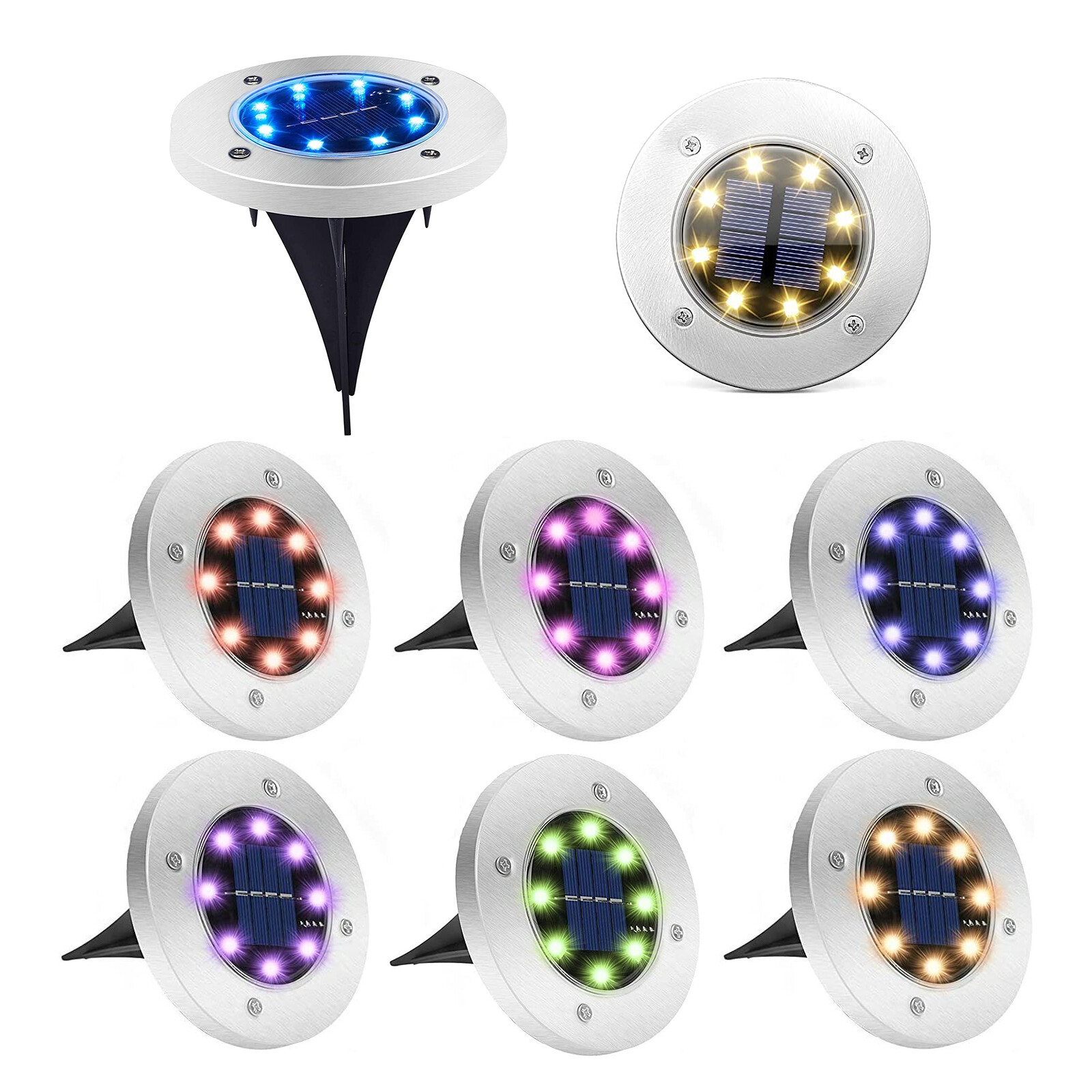 8Pcs Solar Ground Lights LED Waterproof Lamp Outdoor Garden Lawn Landscape Light