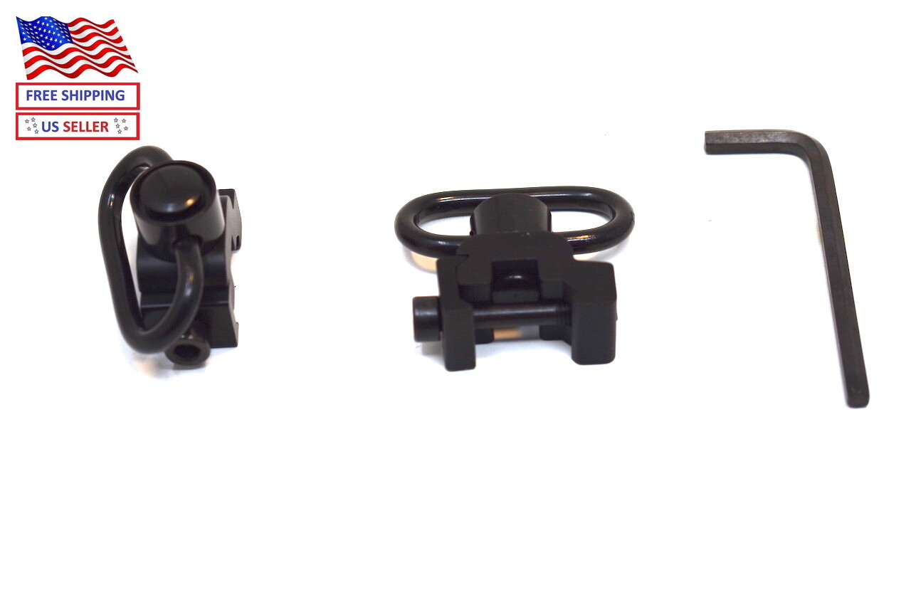 2PC Push Button QD quick release 1.25" sling swivel mount Set for Picatinny Rail