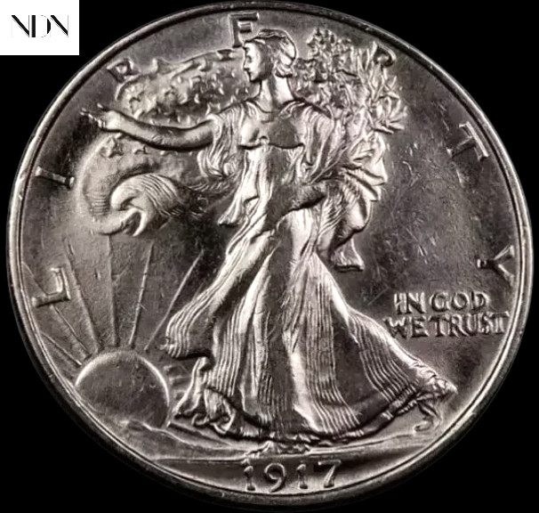 1917 Walking Liberty Half Dollar - Choice Almost Uncirculated AU - 90% Silver
