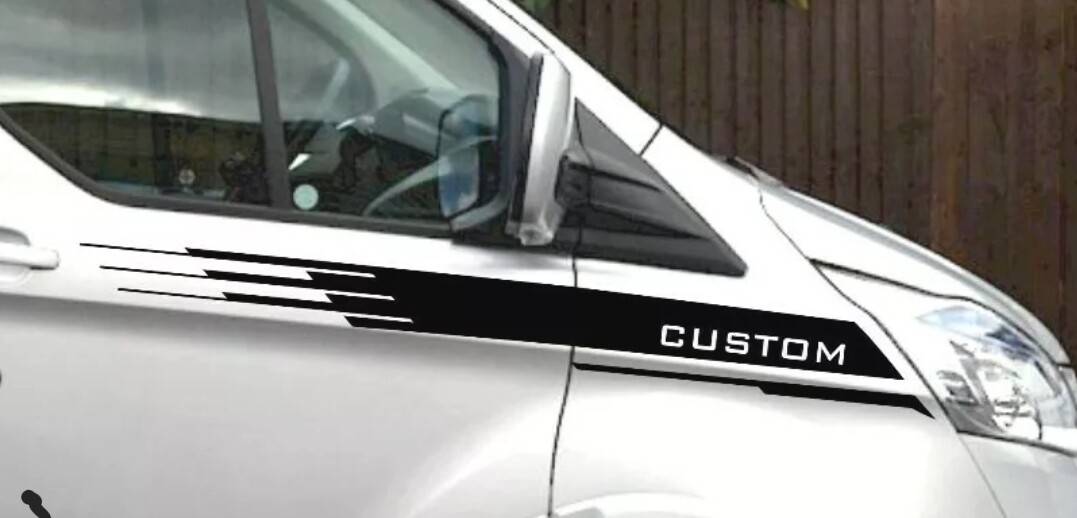 FORD TRANSIT CUSTOM SIDE STRIPES DECALS GRAPHICS FOR BOTH SIDES