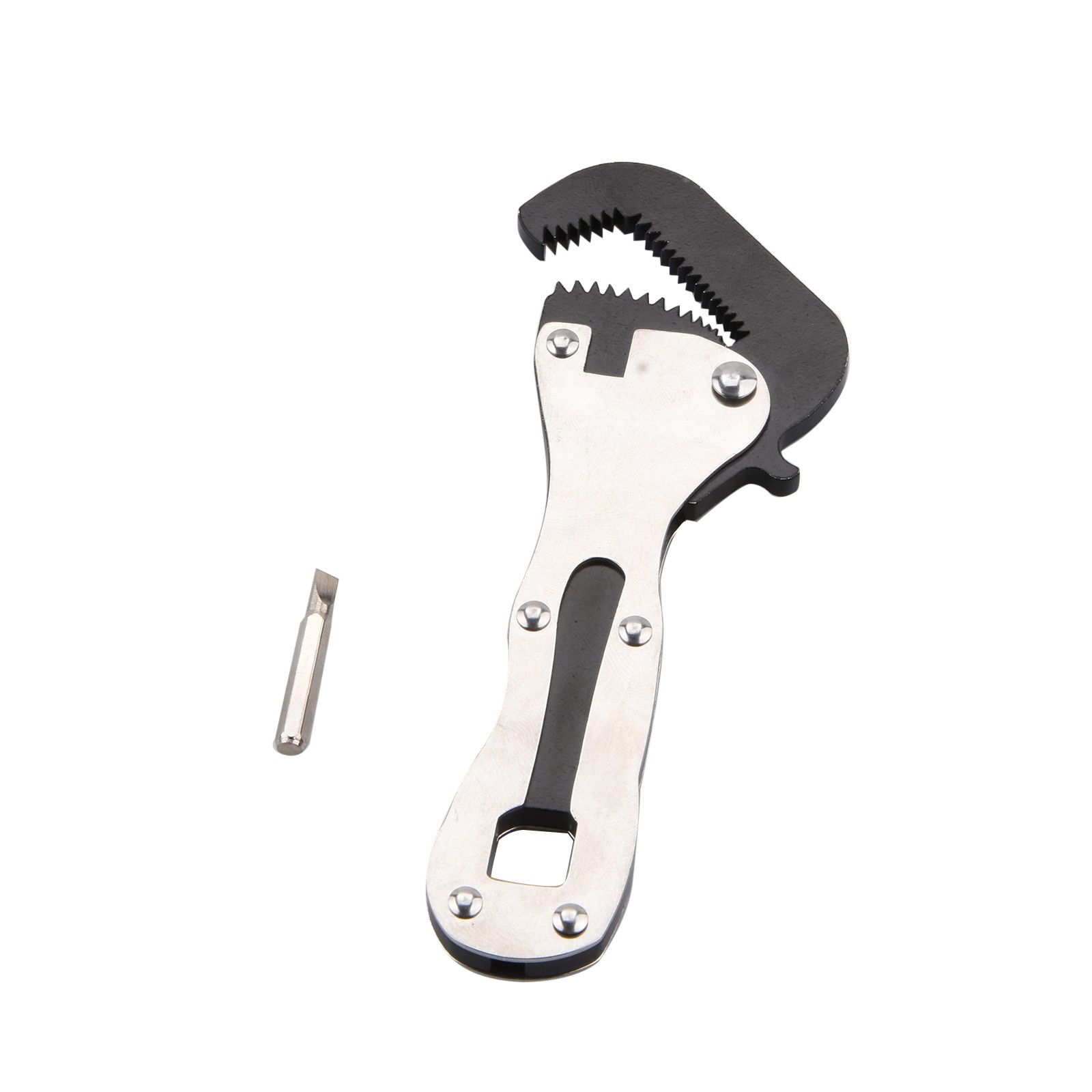 Micro Stubby Wrench Self Adjusting Stainless Steel Tool 5/16" to 3/4" Silver