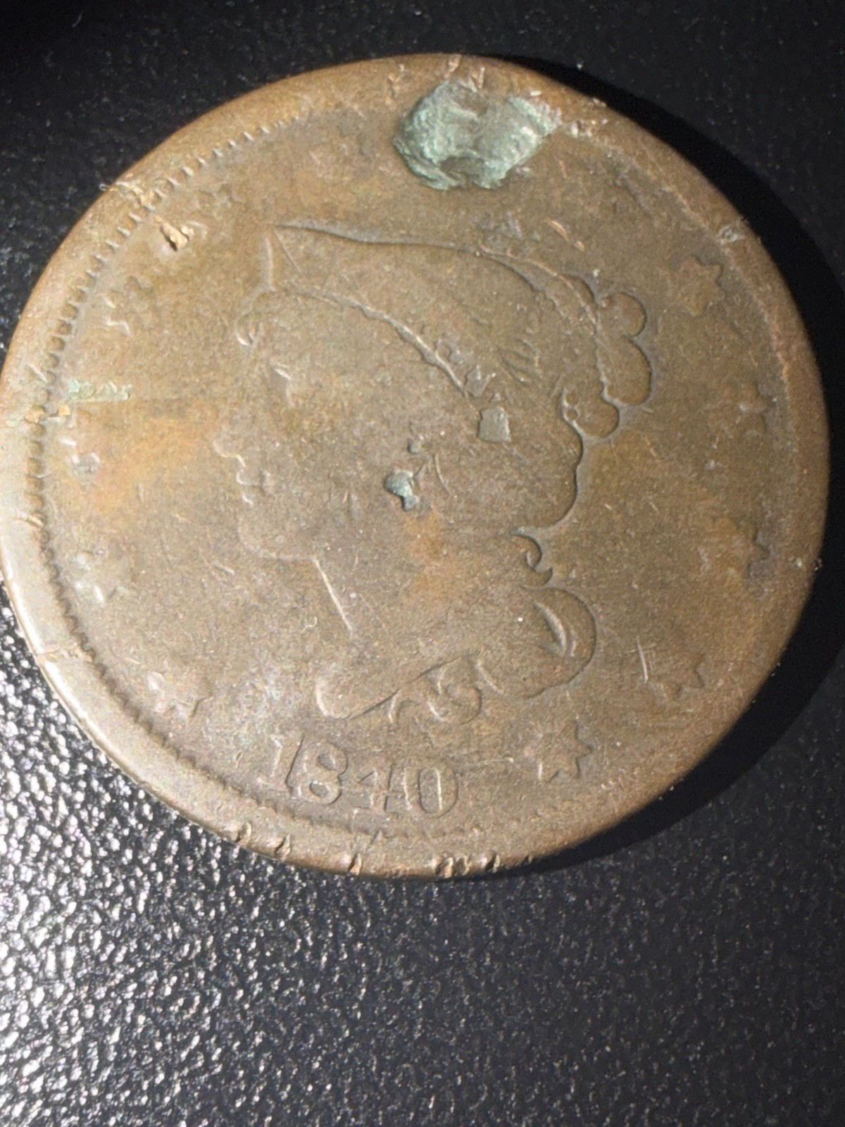 1840 Small Date Large Cent AG