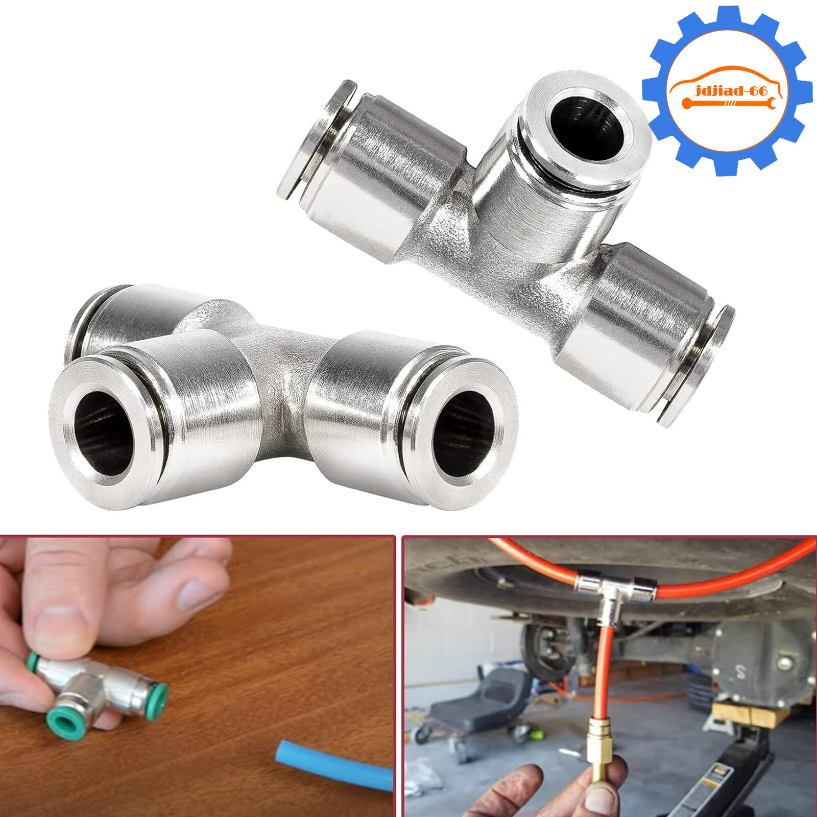 2pcs Air Hose Lift 21838 Union PTC Tee Coupler Fitting 1/4" Push To Connect Tube
