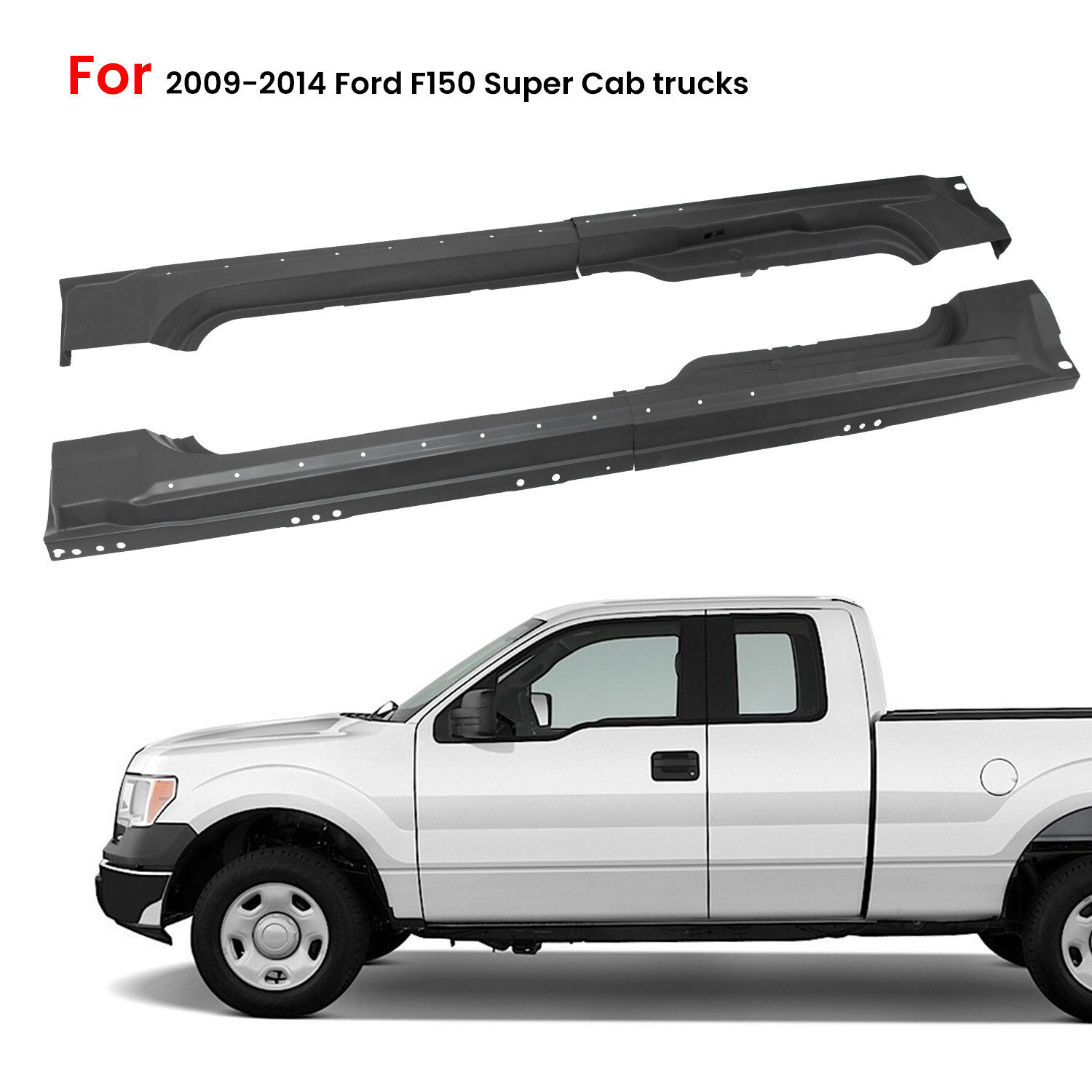 For 2009-2014 Ford F150 F-150 Truck Extended/Super Cab Rocker Panels Pair L+R