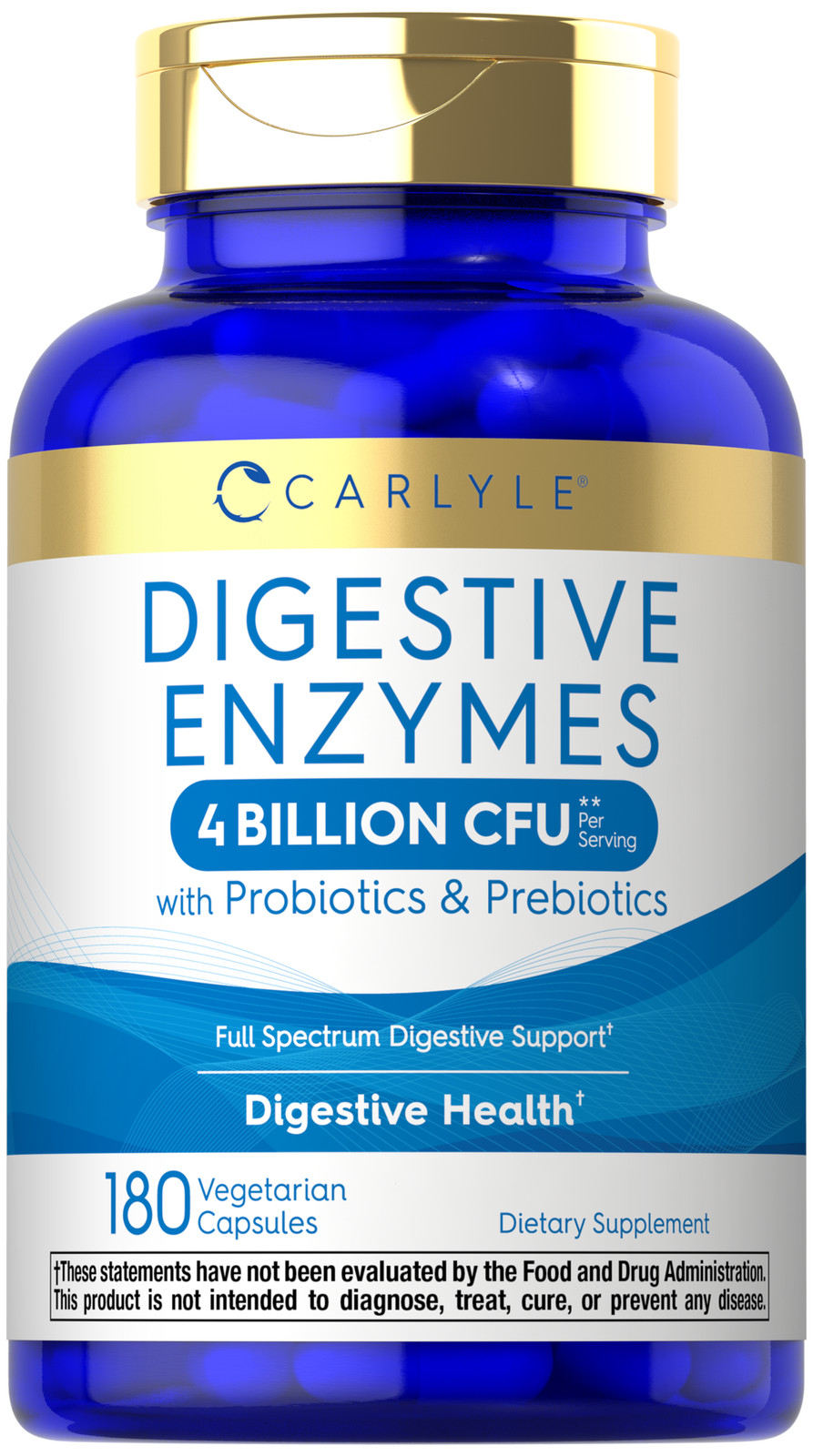 Digestive Enzymes with Probiotics & Prebotics | 180 Veg Capsules | by Carlyle