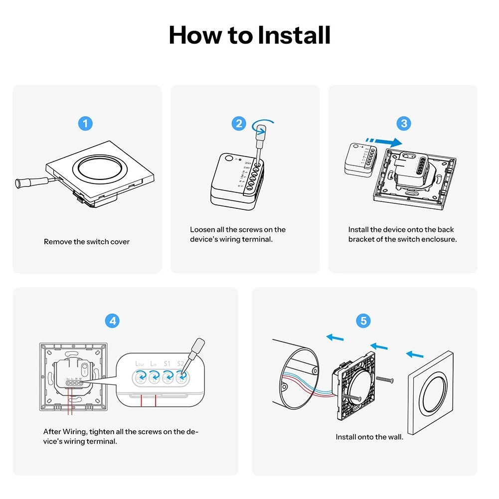 Wall Switch Housing for E1GSL Smart Switches Compatible with FORZBMINIL2 Module