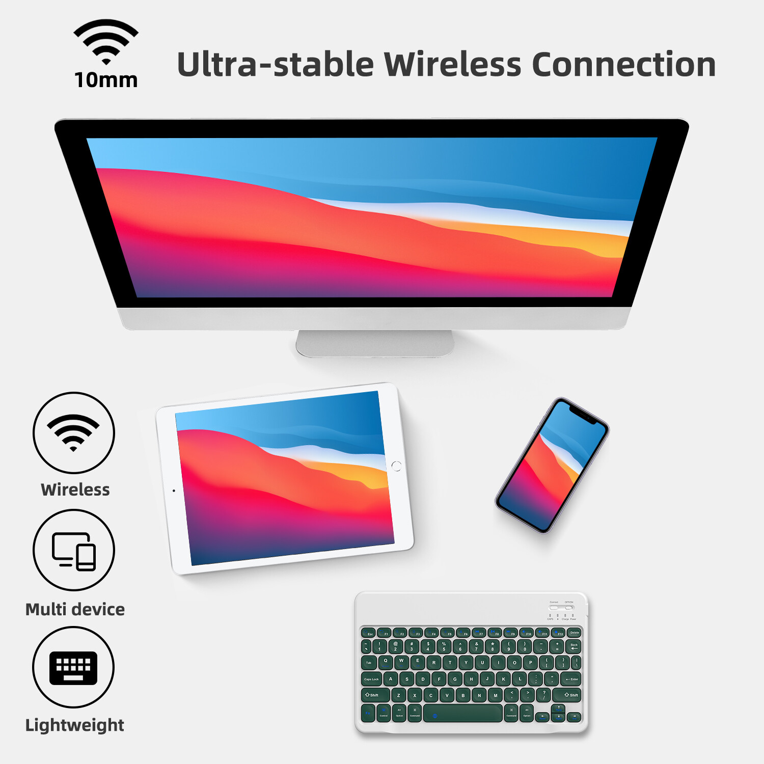 LED Rechargeable Smart Wireless Bluetooth Keyboard For Android Windows IOS Mac
