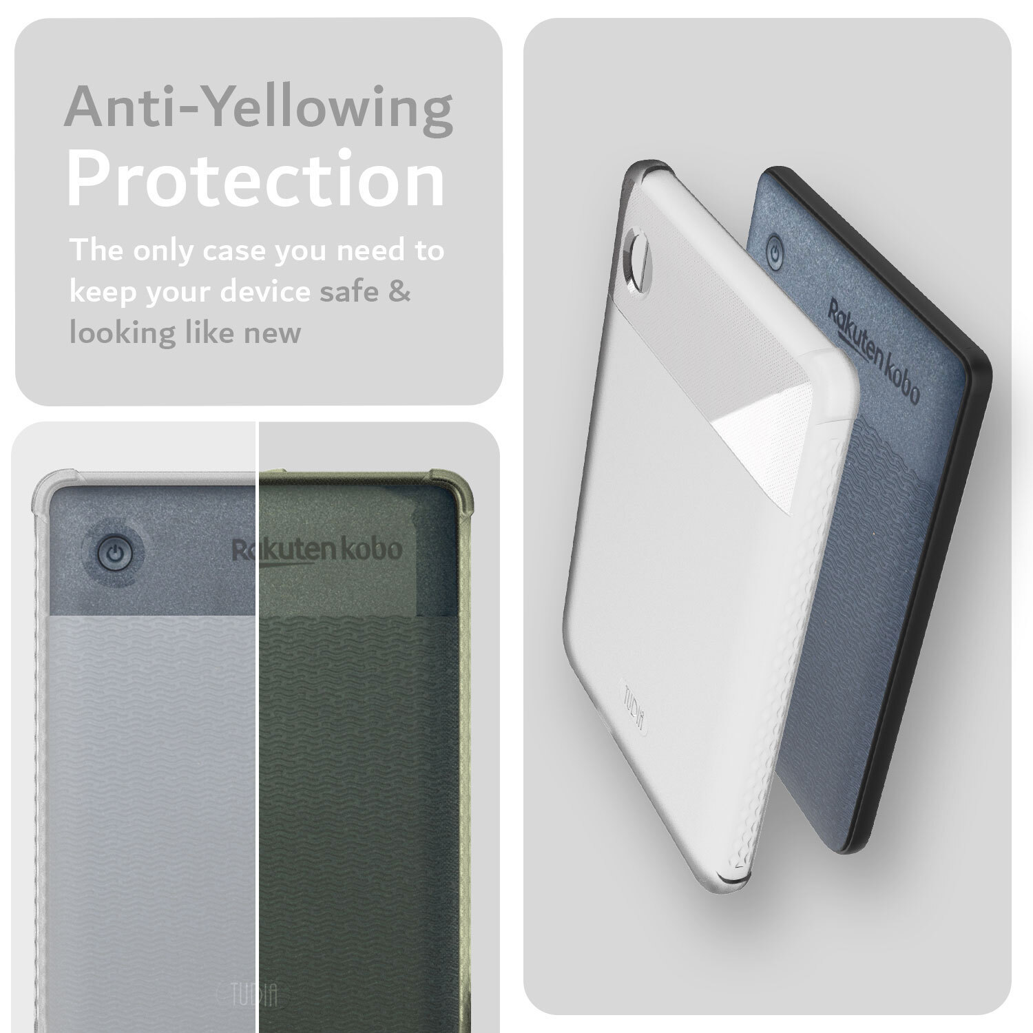 TUDIA for Kobo Clara 2E Case, [SKN] Shockproof Lightweight TPU eReader Cover