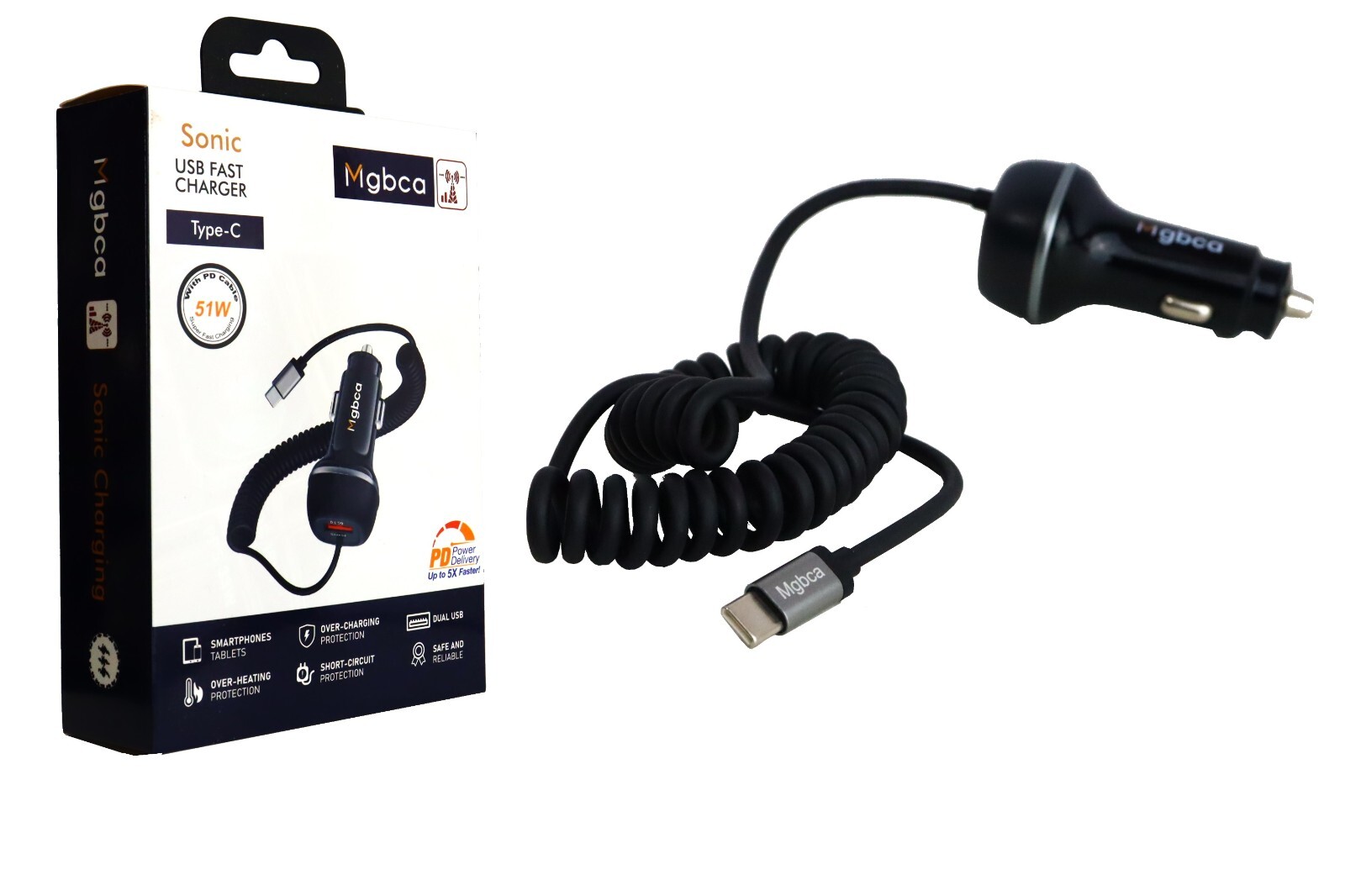 Mgbca Sonic Fast USB-C Car Charger For Galaxy S26/S25/S24/S23 Ultra Cable 51w PD