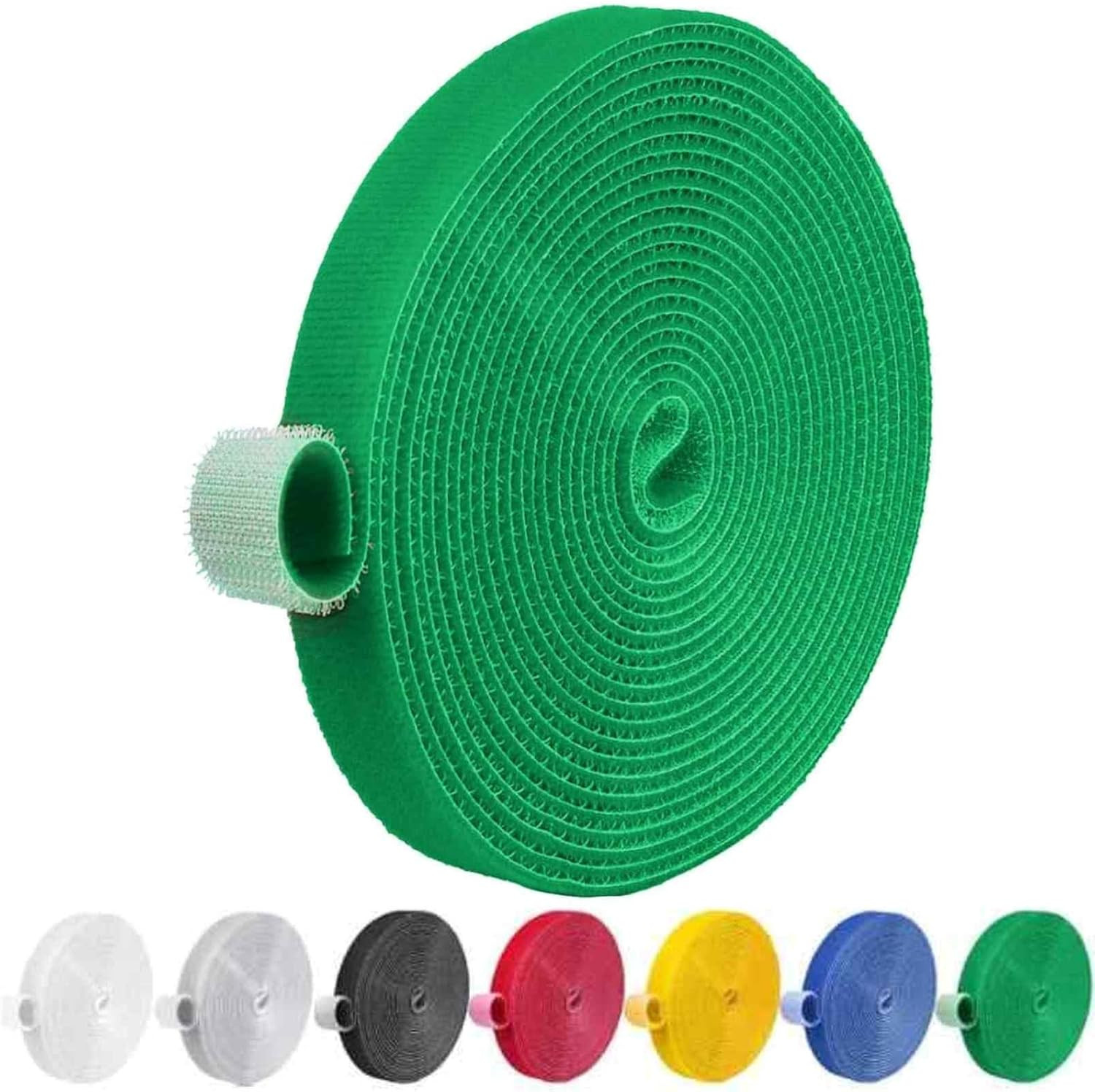 32FT Reusable Fastening Tape Cable Ties Double-Sided Hook-And-Loop Cable Mana...