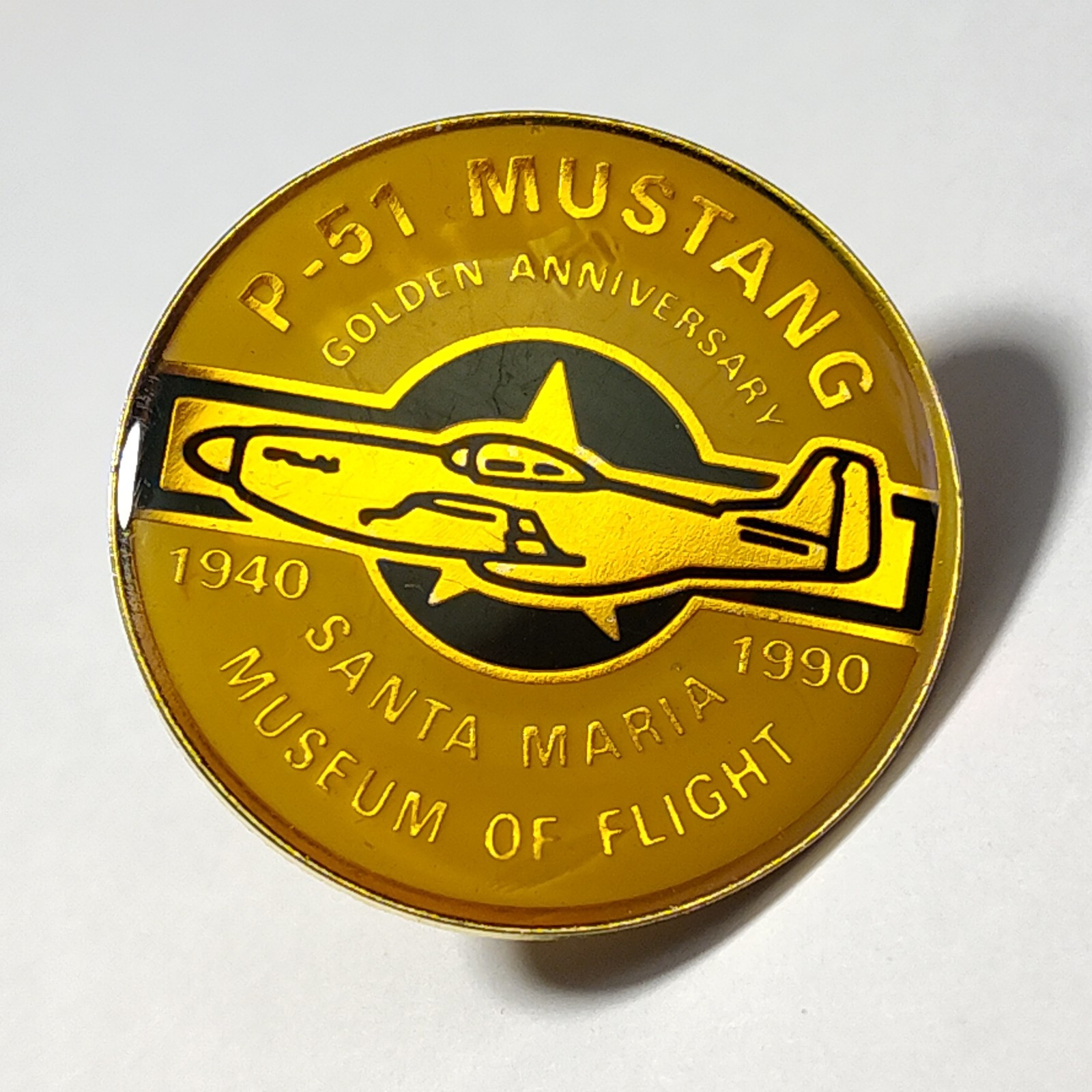 Aviation Pinback P51 Mustang 1990 Santa Maria Museum Pin Lapel Pin Hat