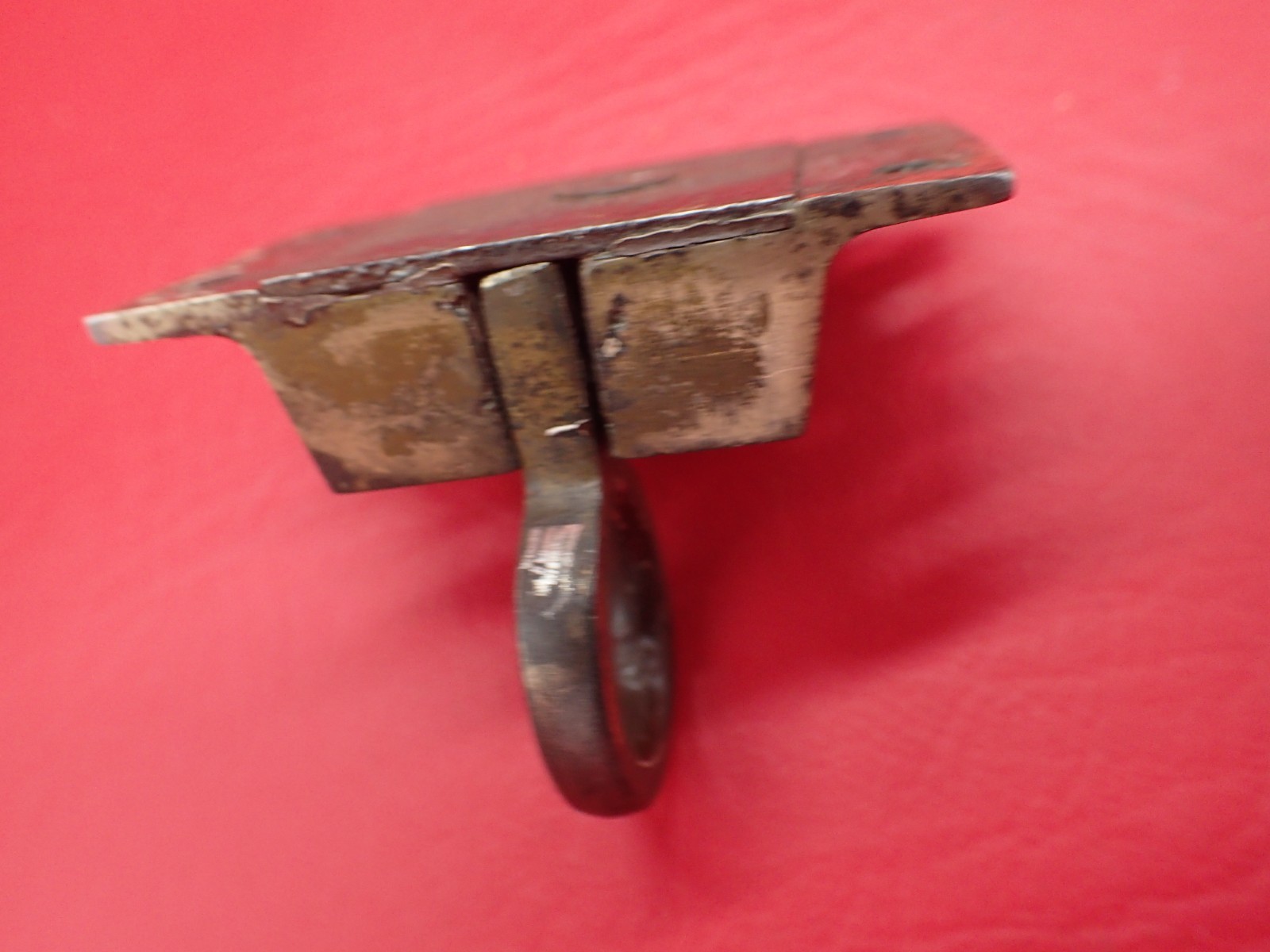 2 Antique Cabinet Cupboard Loop Slide Latch Latches Steel Brass Plate Hardware