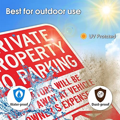 2 Pack Private Property No Parking Signs, Violators Will Be 18"×12" 2 PACK