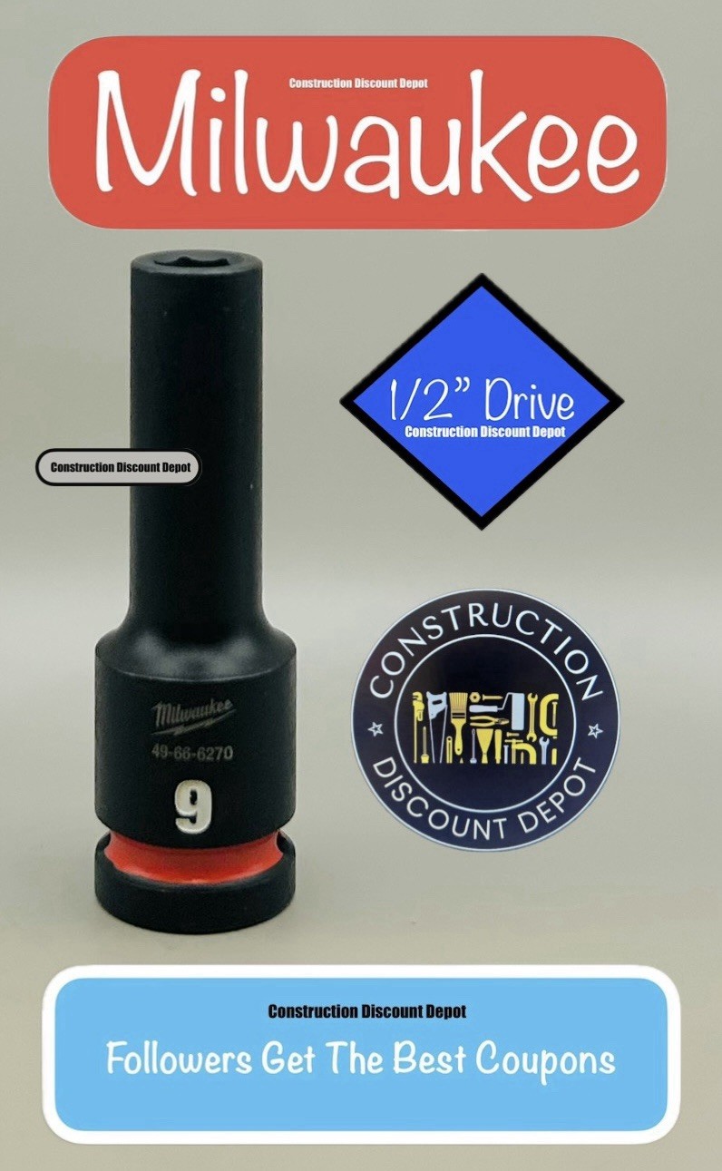 Milwaukee 49-66-6270 9MM Shockwave Impact Duty 1/2" Drive Deep Socket 9 mm