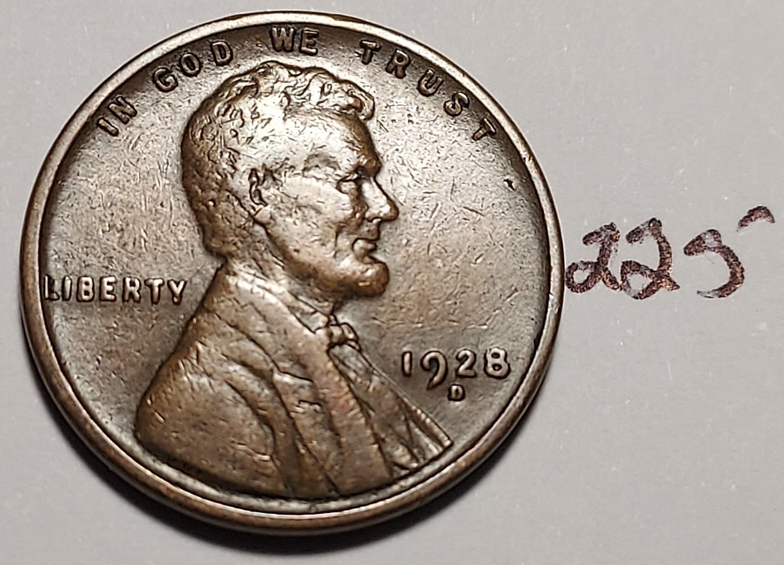 1928-D Lincoln Wheat Cent  VERY FINE     #225