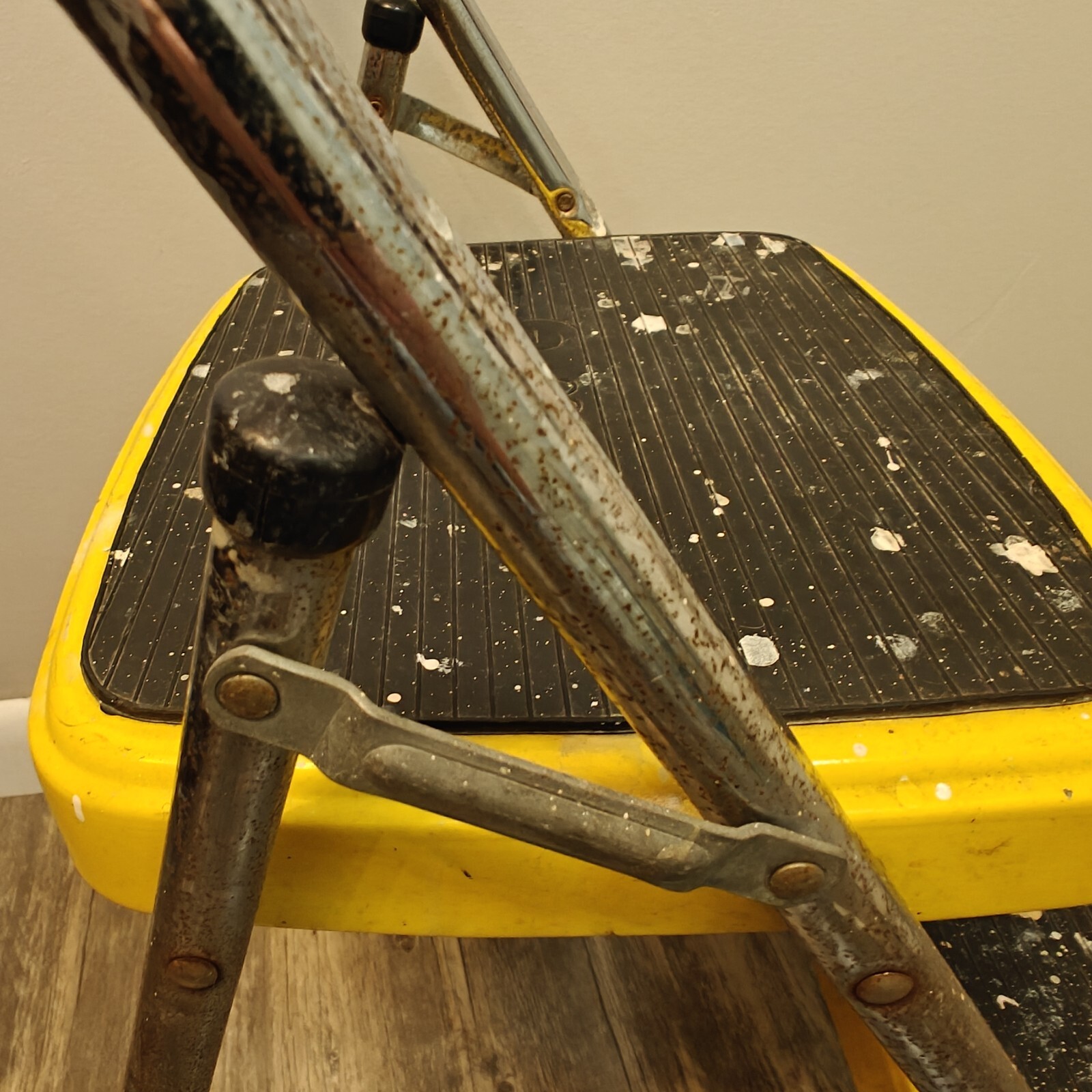 Vintage Chippy Yellow Cosco Folding 2 Step Stool