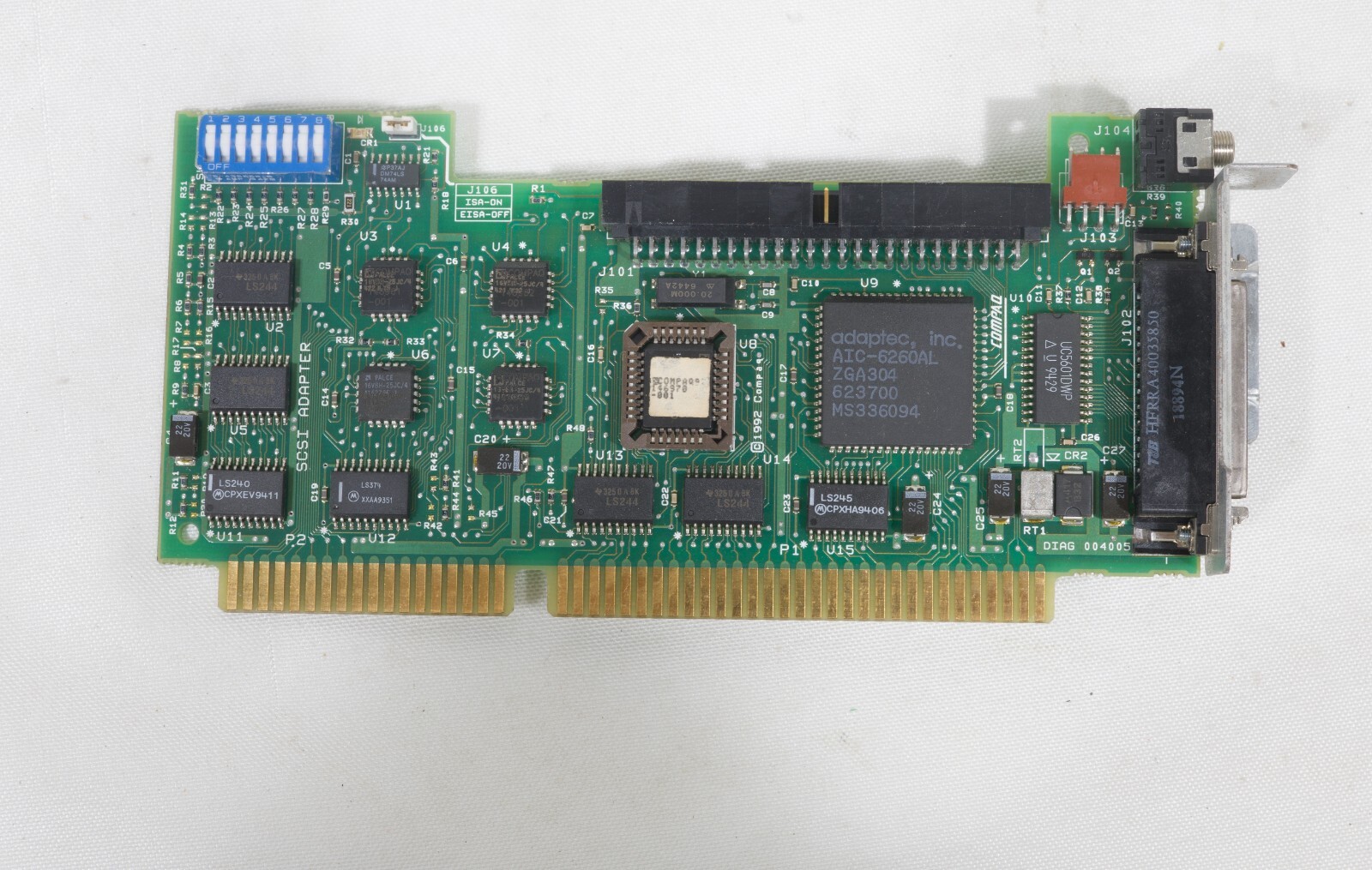 Vintage Compaq Adaptec 004004-002 SCSI host adapter 16 bit ISA ISA910
