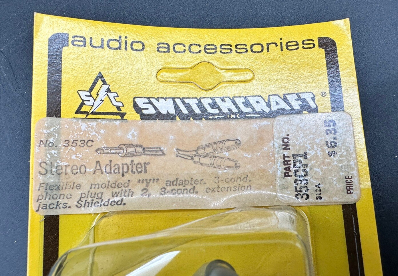 NOS Switchcraft Stereo Adapter 1/4 Male to Two Female Jacks 353C 353CP1 Sealed