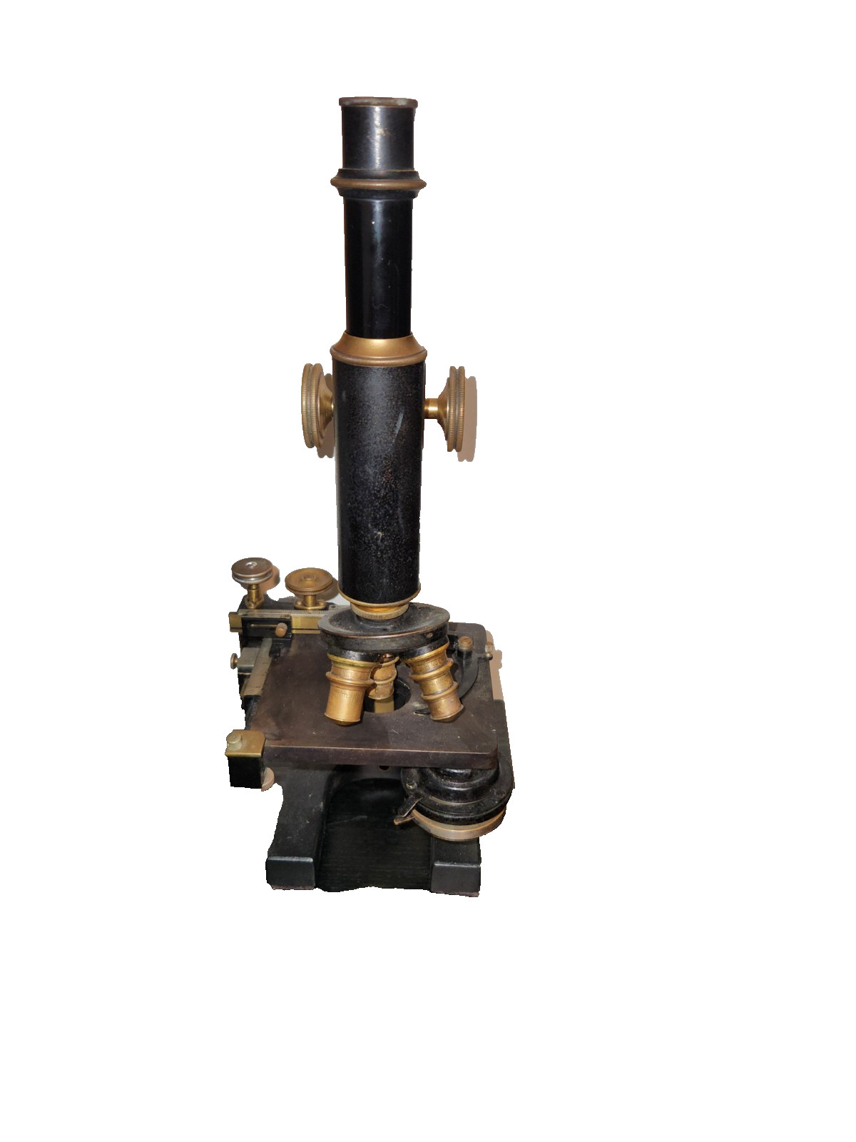 C. 1900 Antique Bausch Lomb Microscope w/ Stage & Light Source