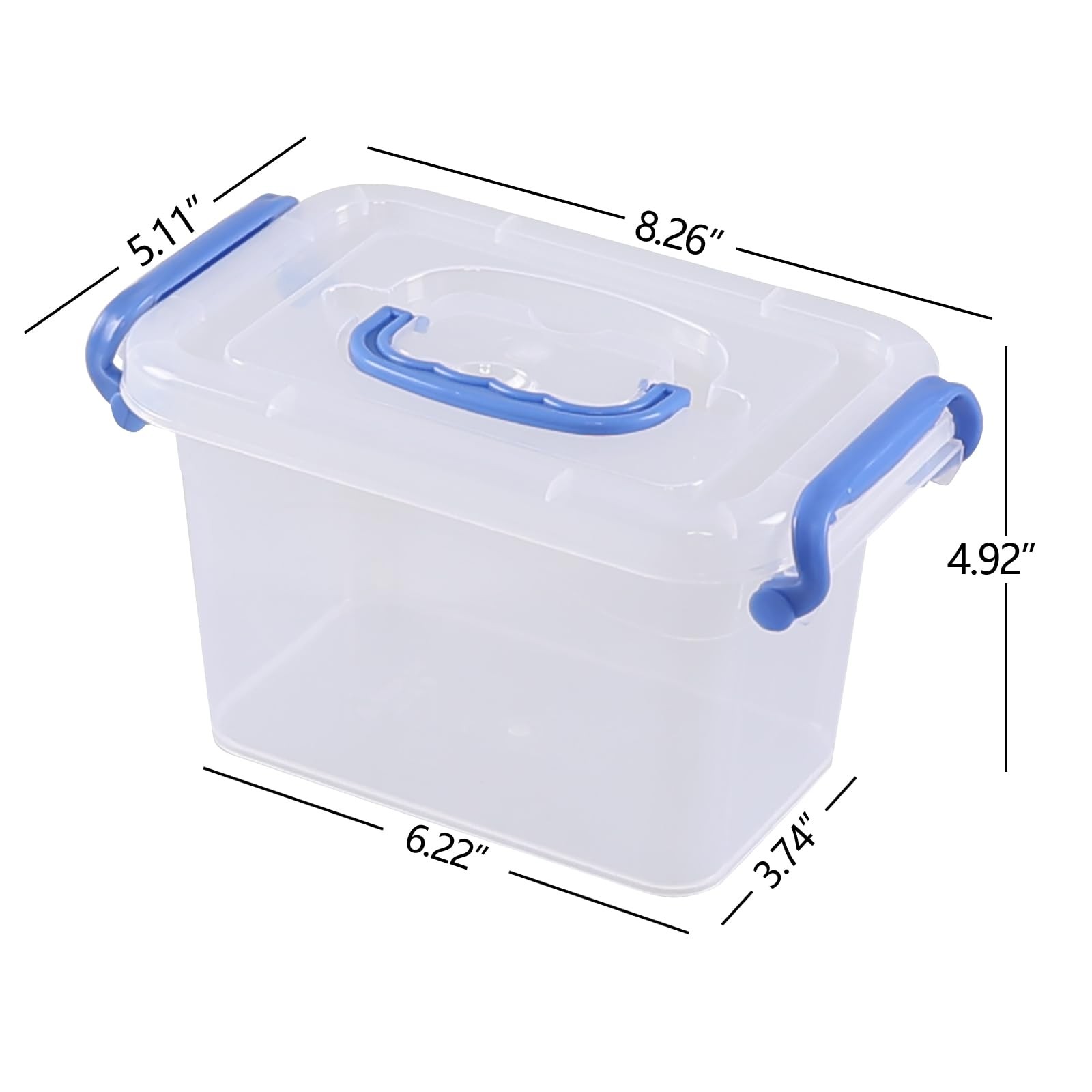 6 Pack Mini Plastic Clear Storage Box Container Lids Stackable Bin 1.5 L