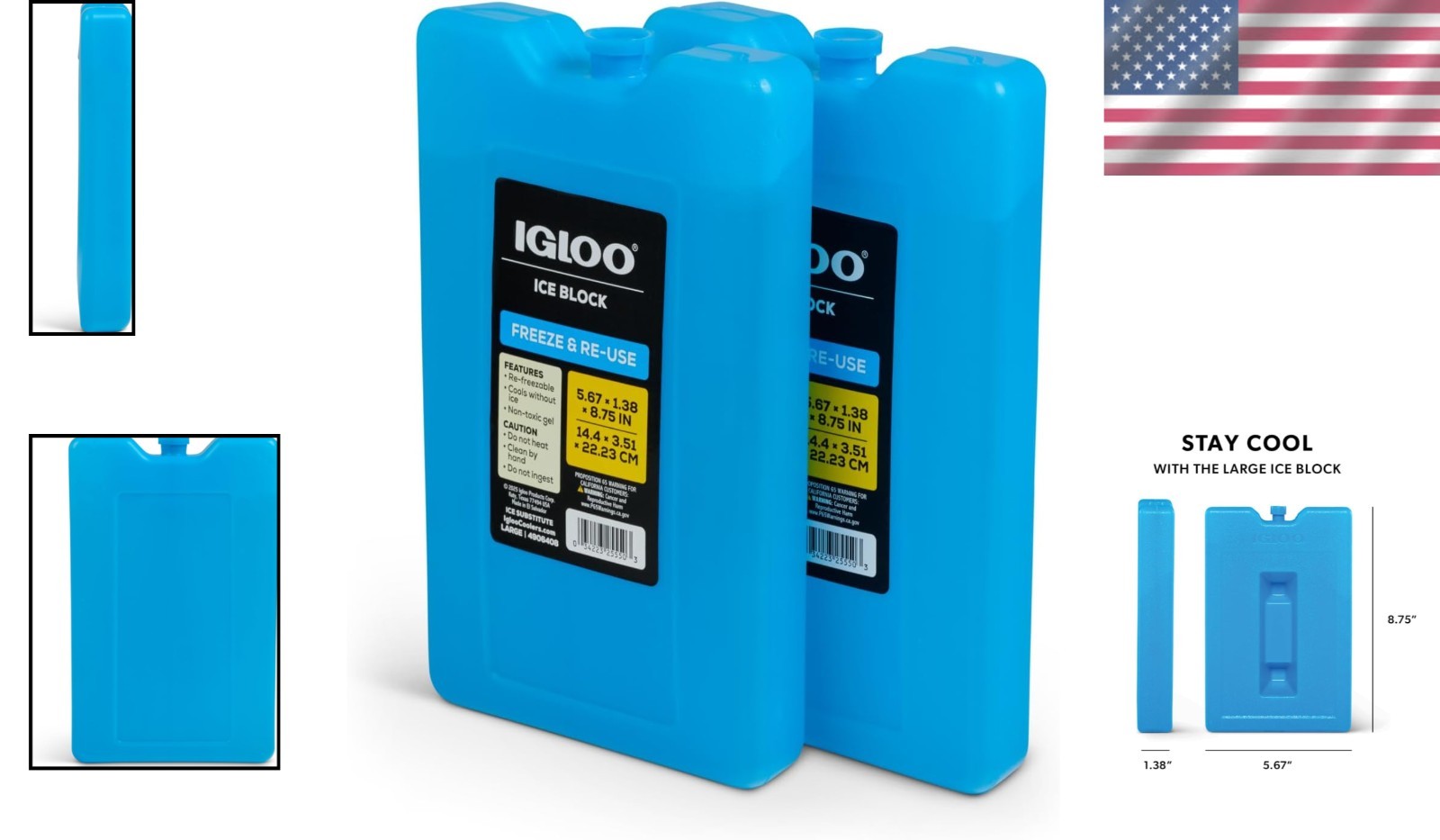 Large Maxcold 2 Pack Ice Block, Reusable Ice Packs for Coolers, Freezer Pack,...