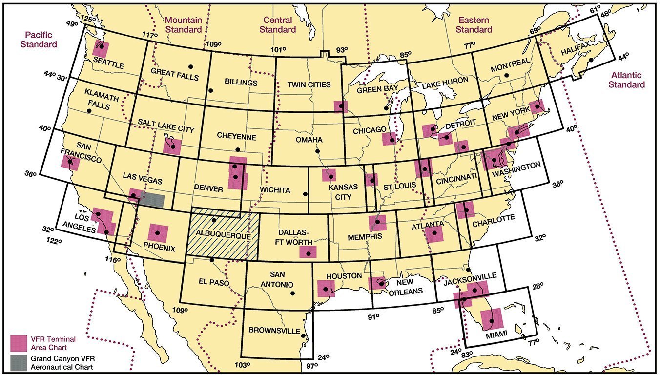 USA or CARIBBEAN VFR SECTIONAL AERONAUTICAL CHARTS  Latest Revisions