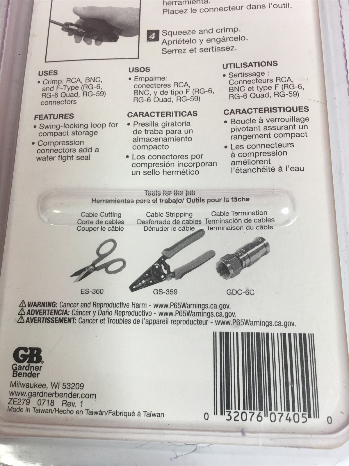 Gardner Bender COM-310 F-Type Compression Crimp Tool with Locking Close, Compact