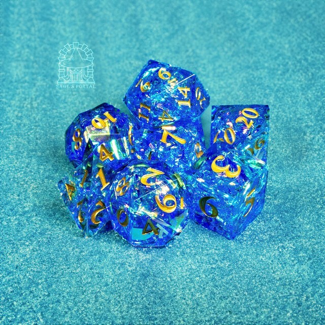 Sage's Exaltations - River Bend Sharp Edge Resin Polyhedral Dice Set