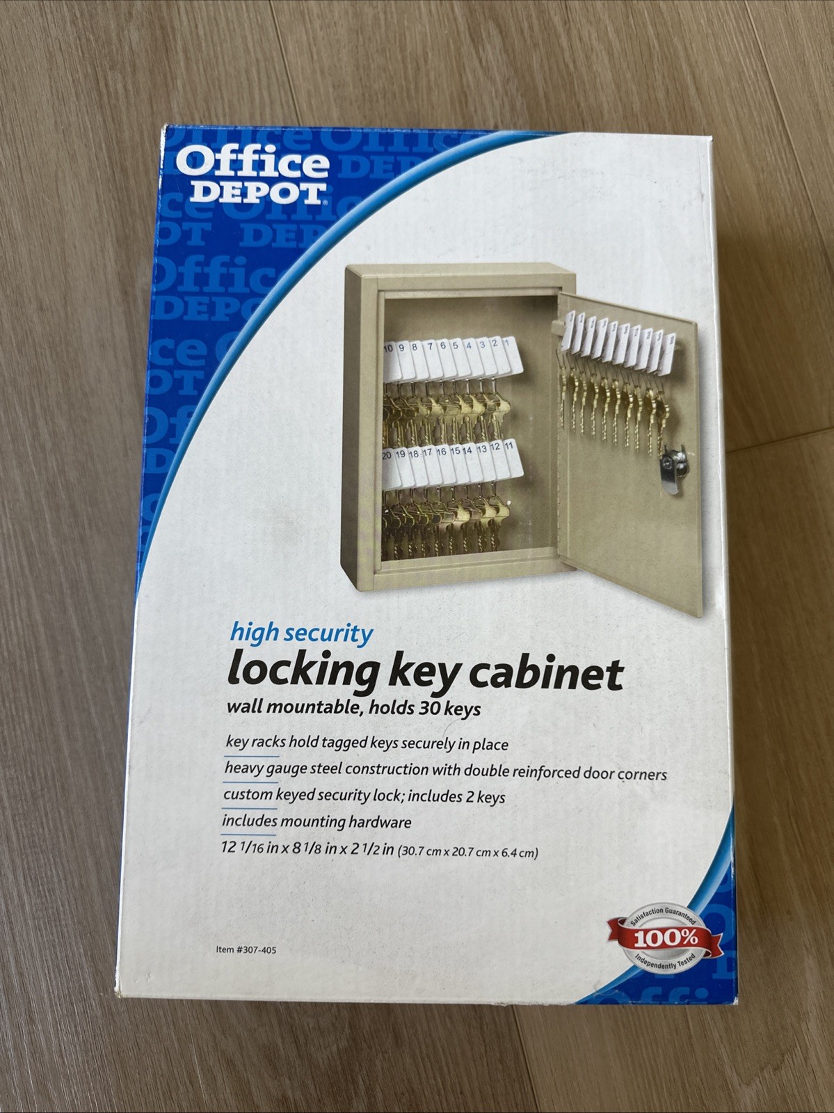 NEW Office Depot High-Security Wall Mountable Locking Key Cabinet 30 Keys