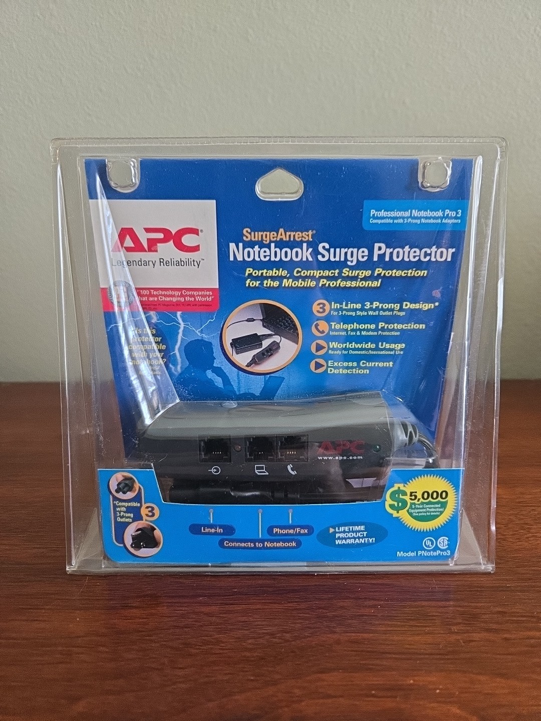 APC PNOTE Pro3 Notebook Laptop Power Surge Protector Mobile In-Line 3-Prong